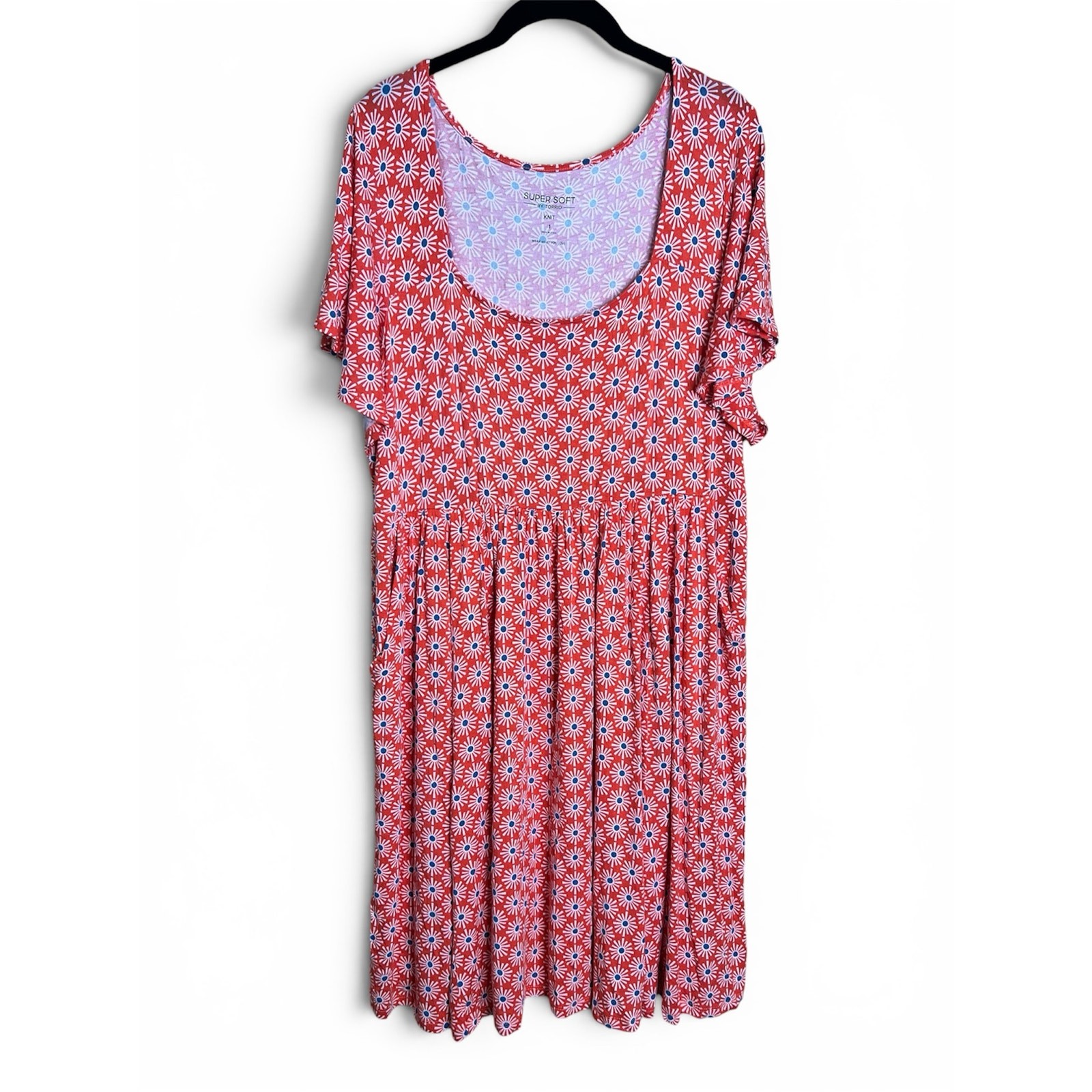TORRID Flutter Sleeve Skater Mini Dress Orange Super Soft Floral Size 1X