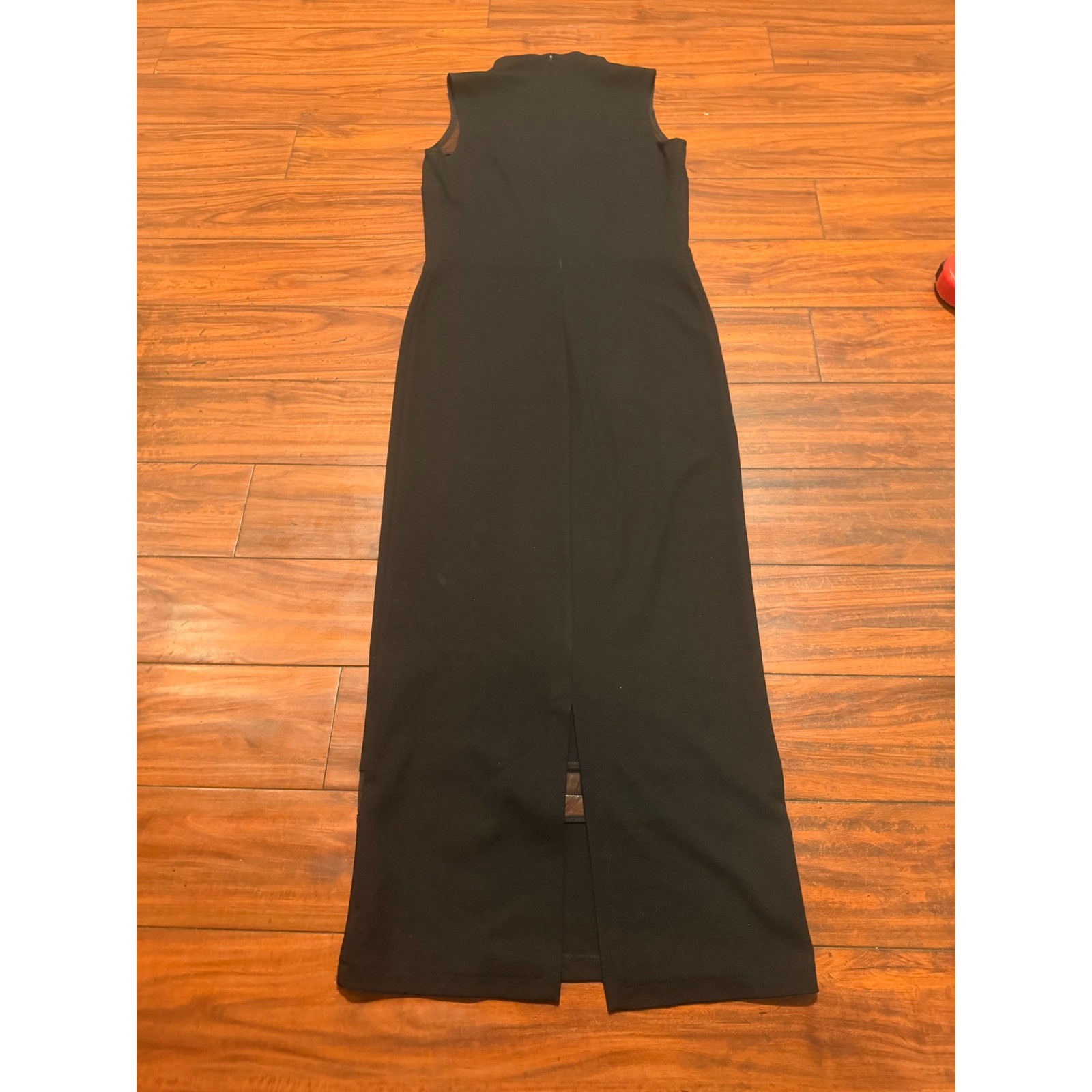 Marcella NYC Black Ponte Mesh Mock Neck Sleeveless Midi Dress Size M