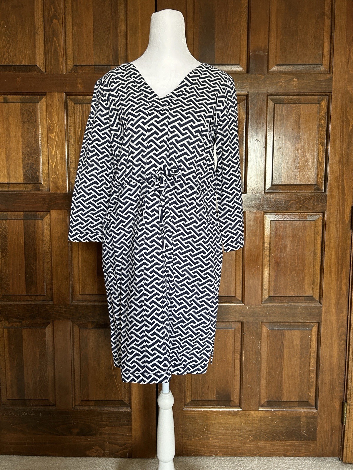 Peter Millar Blue White Geometric Drawstring Beach Dress Cover Up Size Small