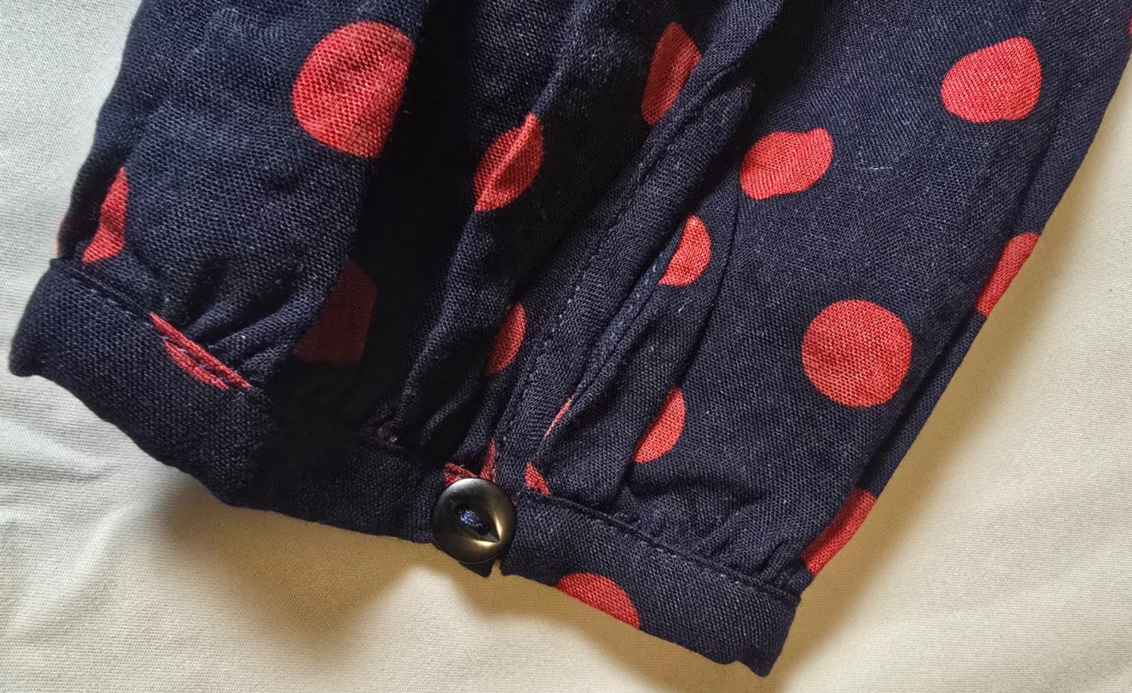 Tulip B NWT Large Navy Red Polka Dot Dress Lined W/ Pockets Tassel Tie