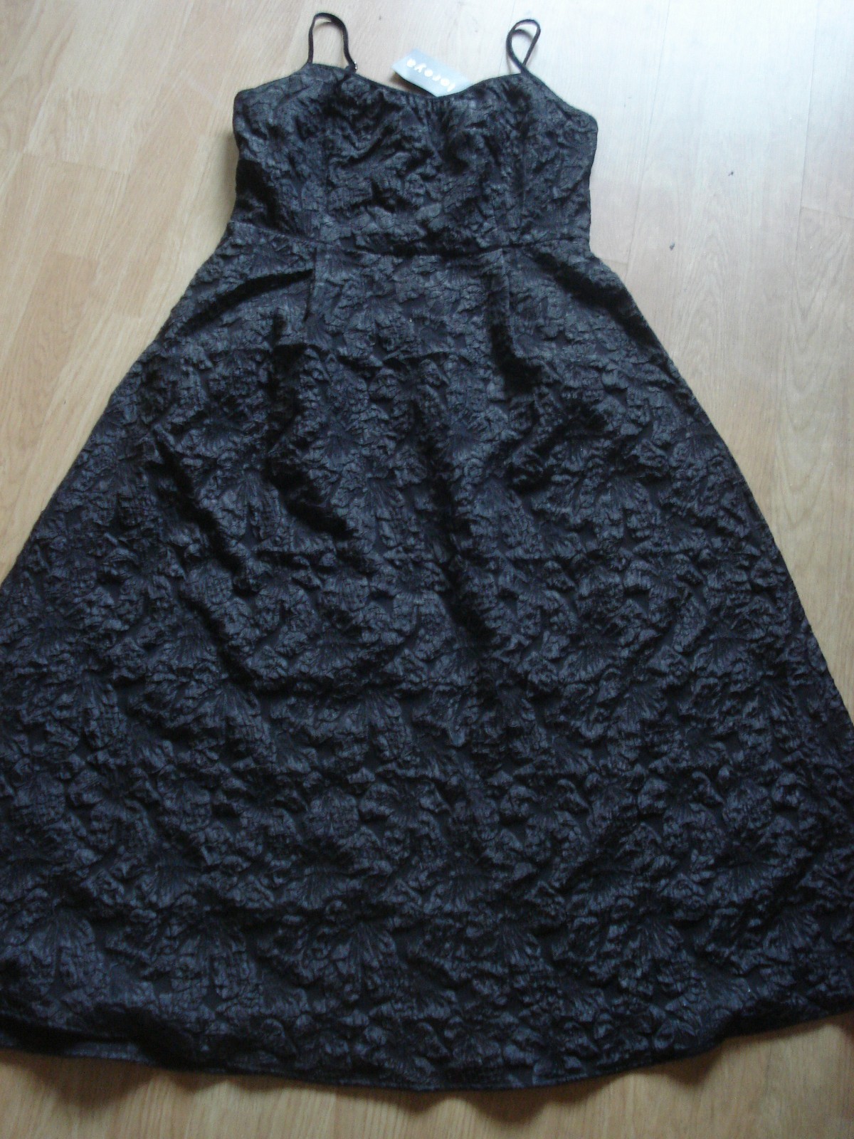 FLOREYA BLACK CRINKLE STRAPPY POLY/ELASTANE SLEEVELESS UK XL 34IN BUST