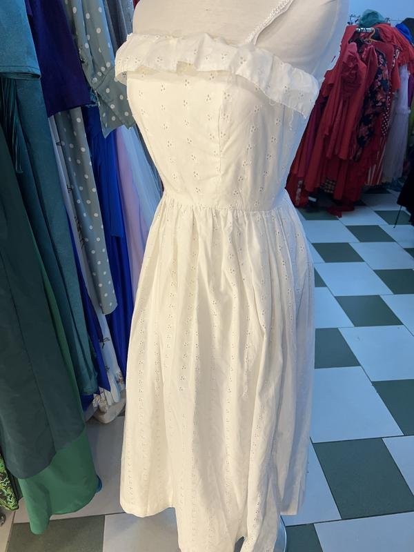 Women American Vintage Dress White Cotton 34 / XS #50B2