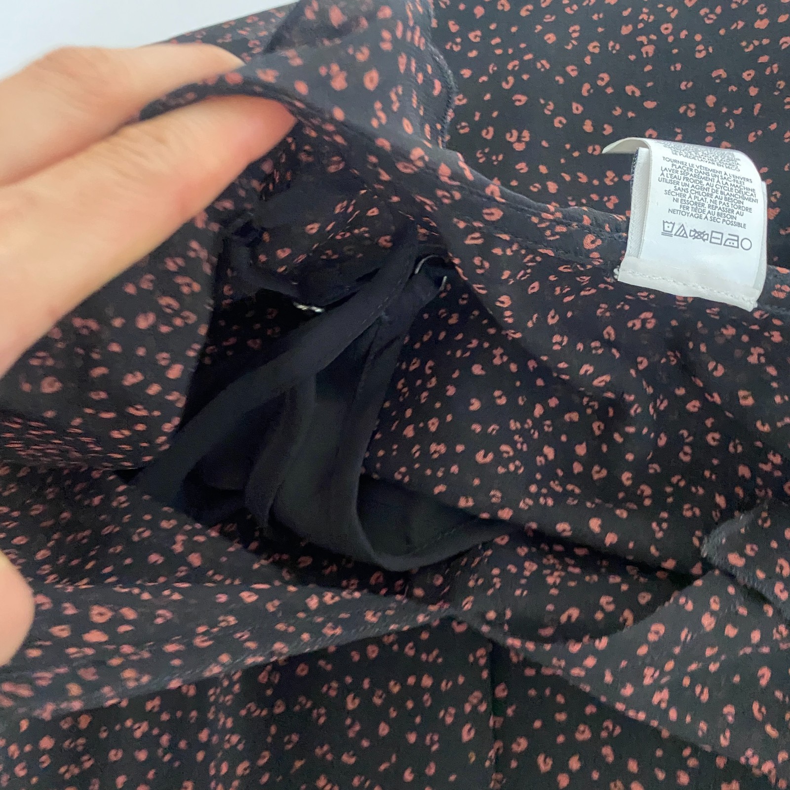 Cabi 4055 Prowl Leopard Print Chiffon Dress Women M Black Red Tie Waist