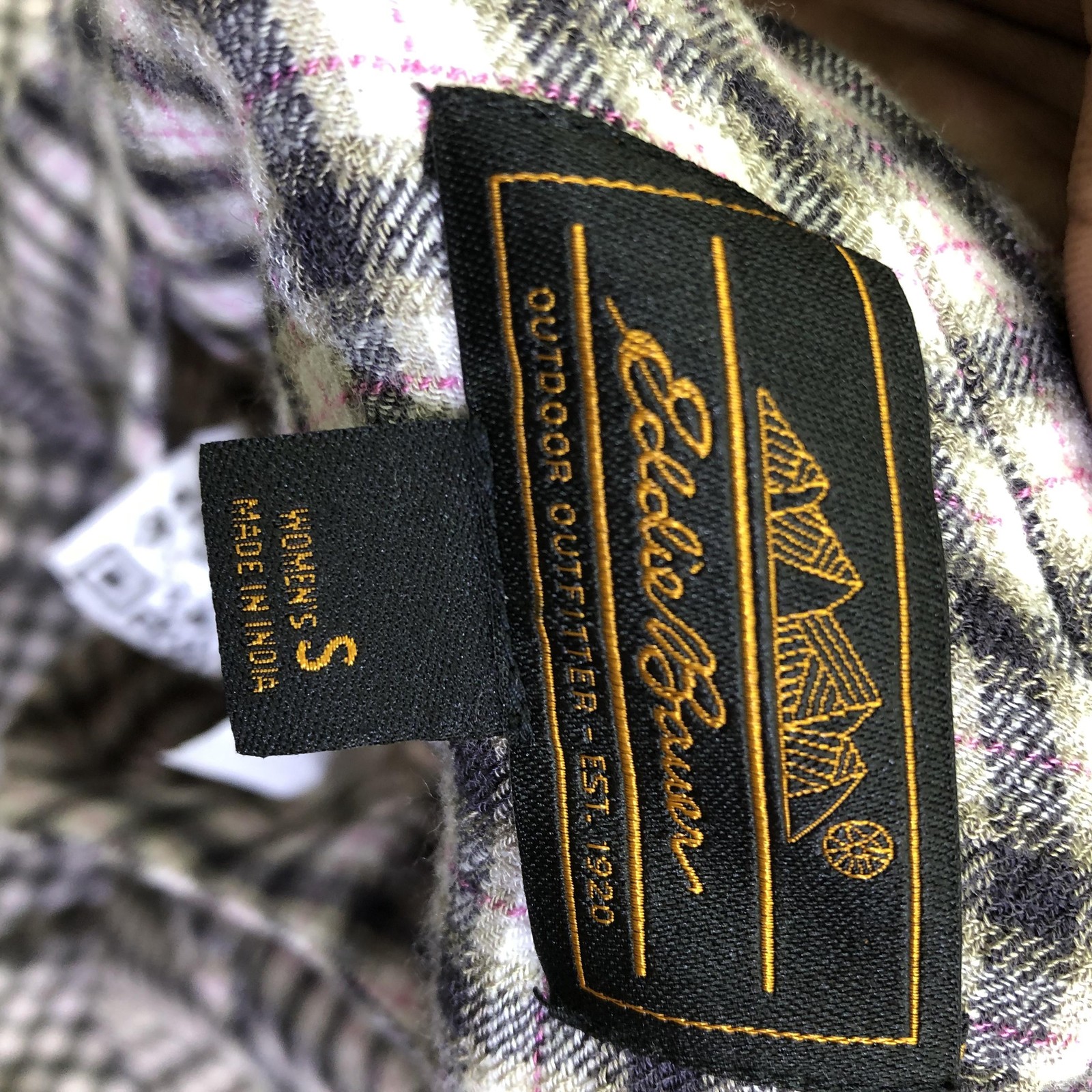 Eddie Bauer Shirt Dress Womens Small Black Plaid Button Belted 3/4 Sleeve Midi