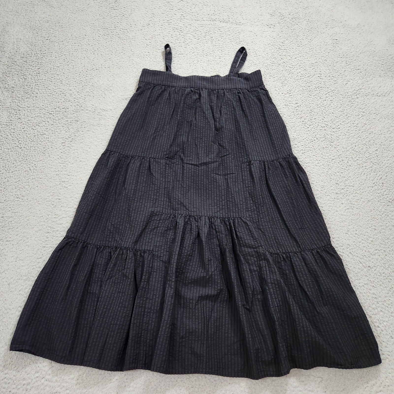 Jenni Kayne Dress Womens Extra Small Black Seersucker Sundress Lightweight Lined