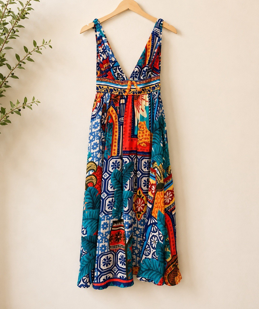 NWT FARM Rio Forest Tiles Print Midi Dress XS