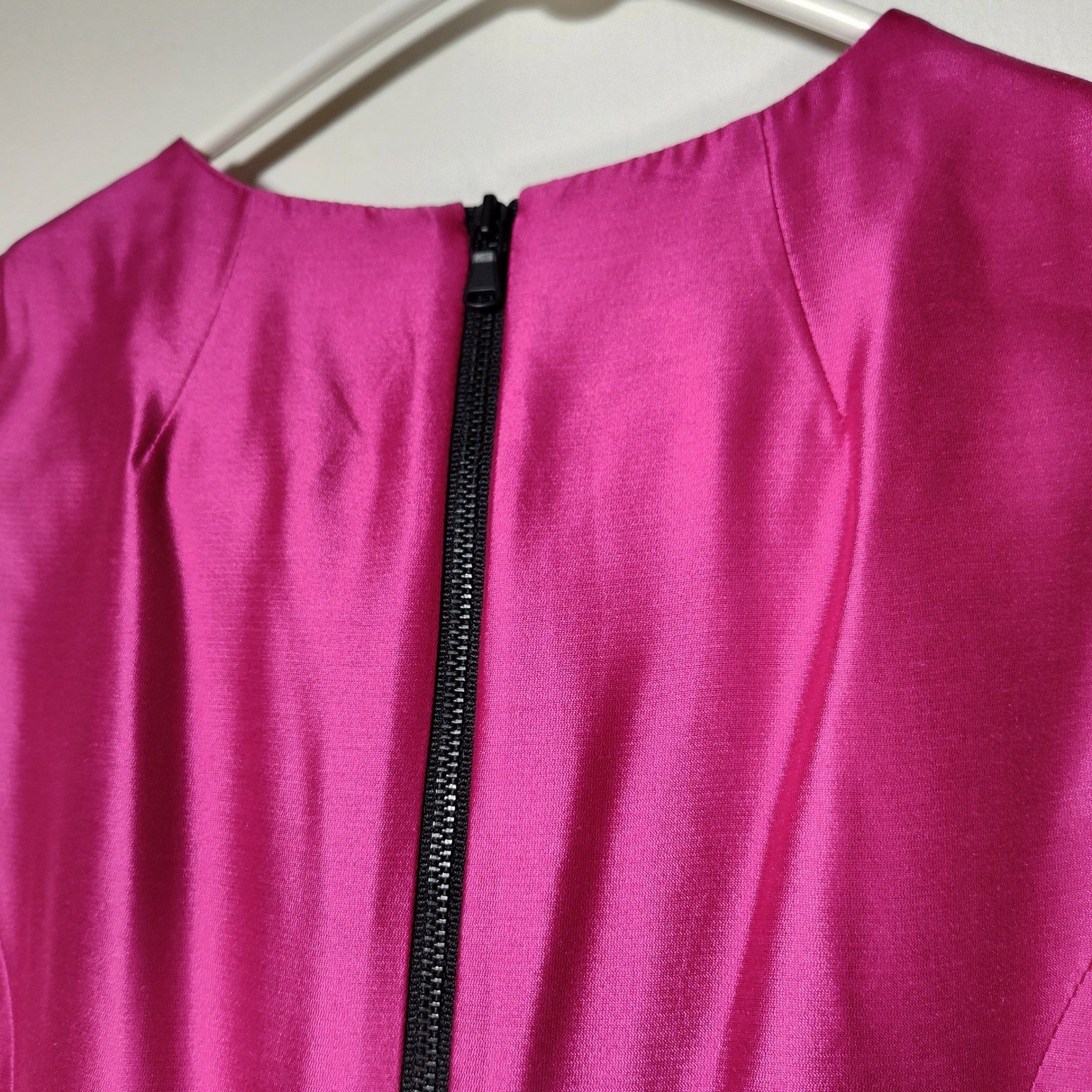 Shoshanna Fuchsia Pink Abstract Print Peplum Silk Blend Sheath Dress Size 2