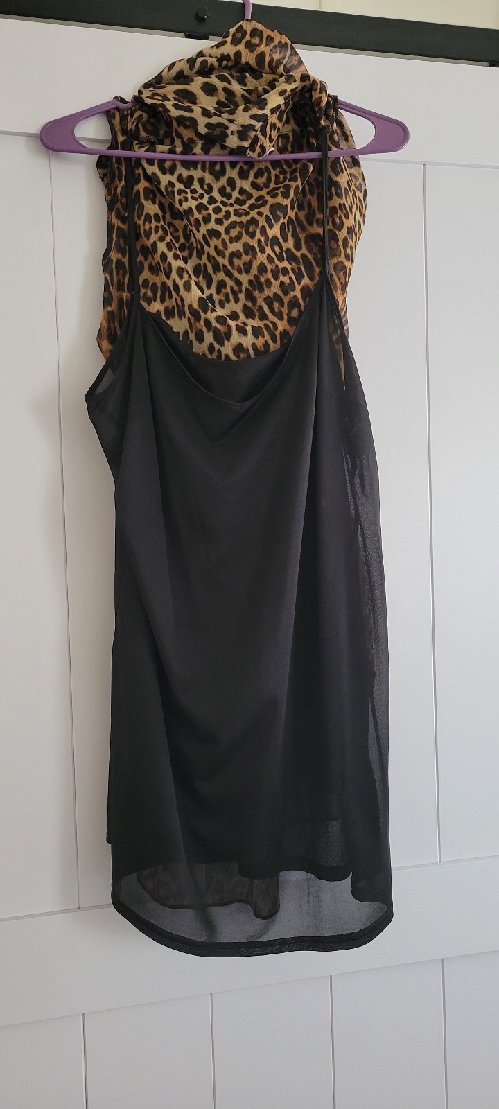 H&M Leopard Print Tiered Mini Dress – Boho Long Sleeve V-Neck, Size Medium