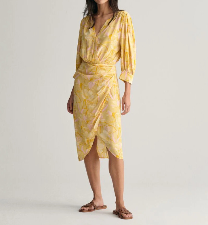 GANT dress yellow viscose size 34 women’s midi floral 4503303