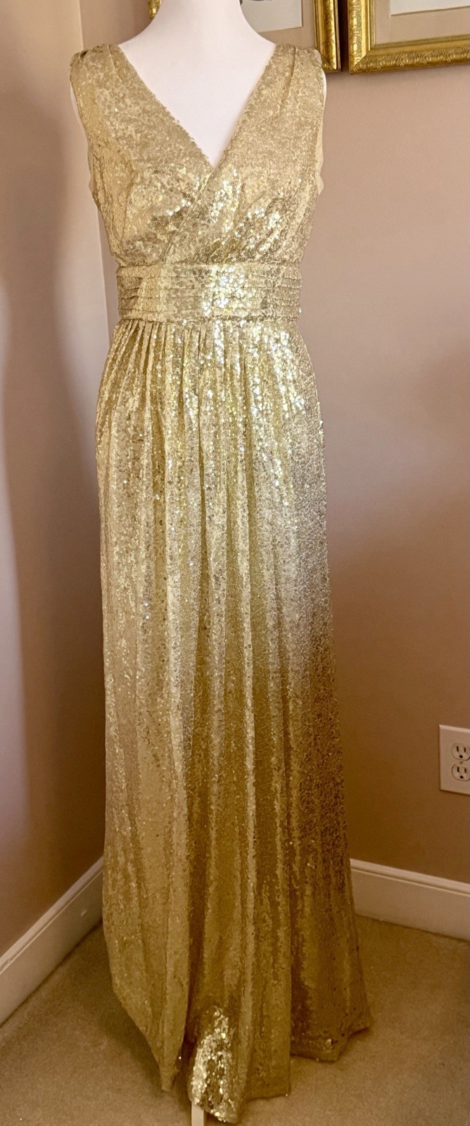 Elegant Sequence Golden Gown From Kate Kasin
