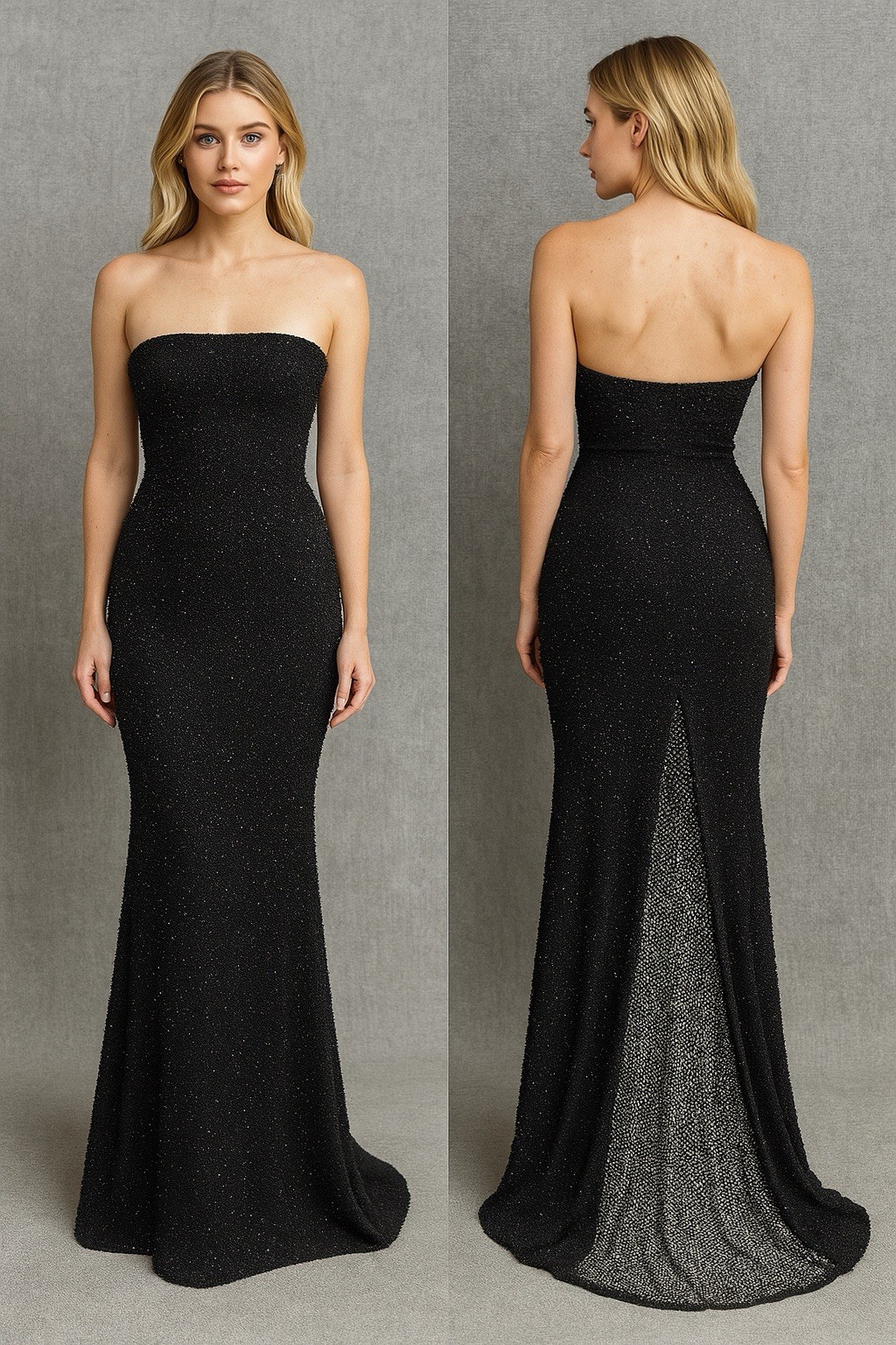 Vintage Cassandra Stone Y2K Stapless Beaded Gown Dress Size 10 Cut Out Back Glam