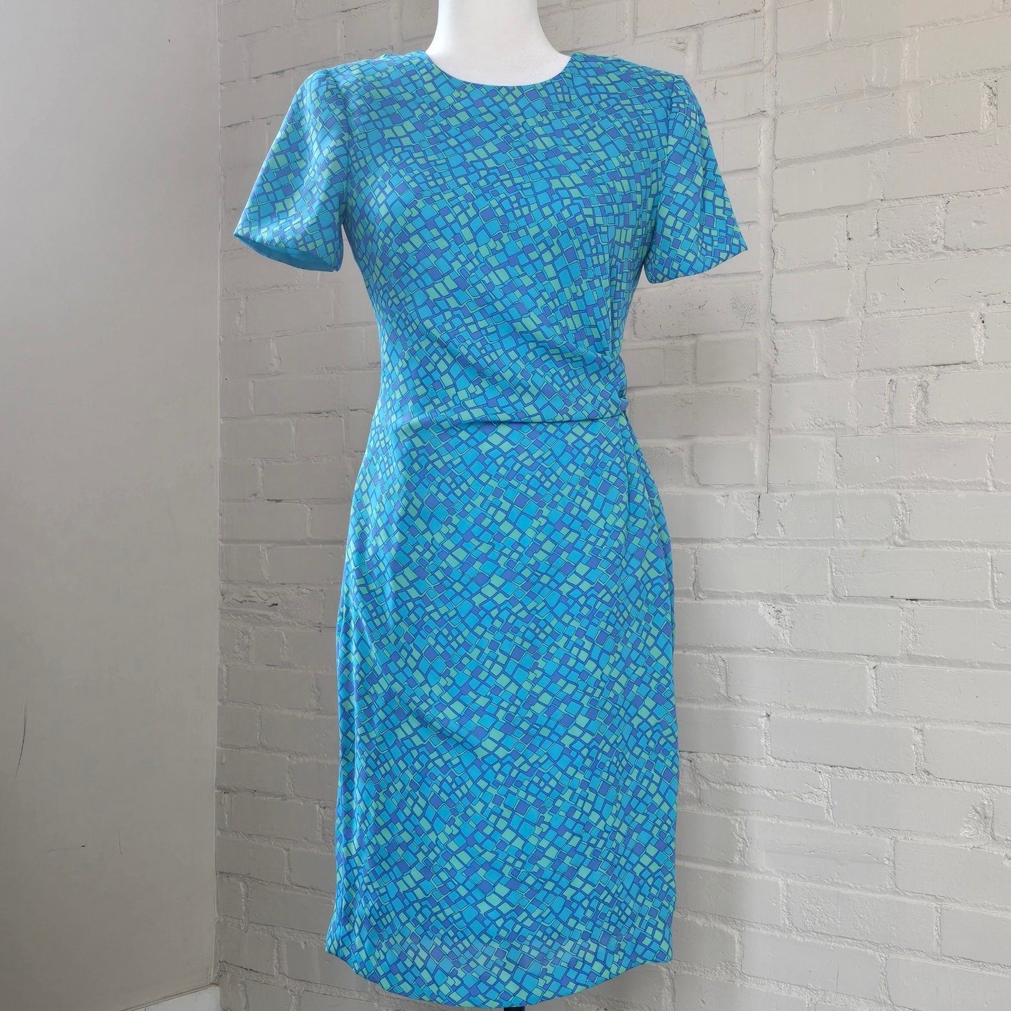 Vintage 90sDavid Warren New York Sheath Dress ┃Bold Colorful Abstract Mod Print