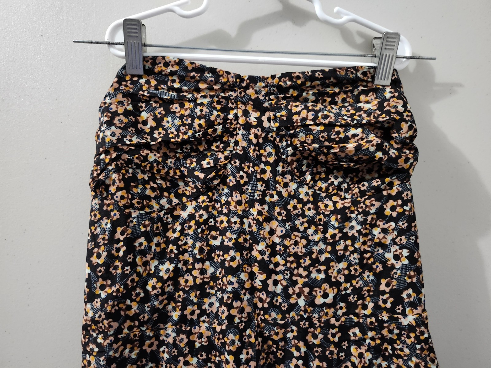 Pacsun LA Hearts Dress Womens L Blue Tube Strapless Mini Floral Babydoll Tie New