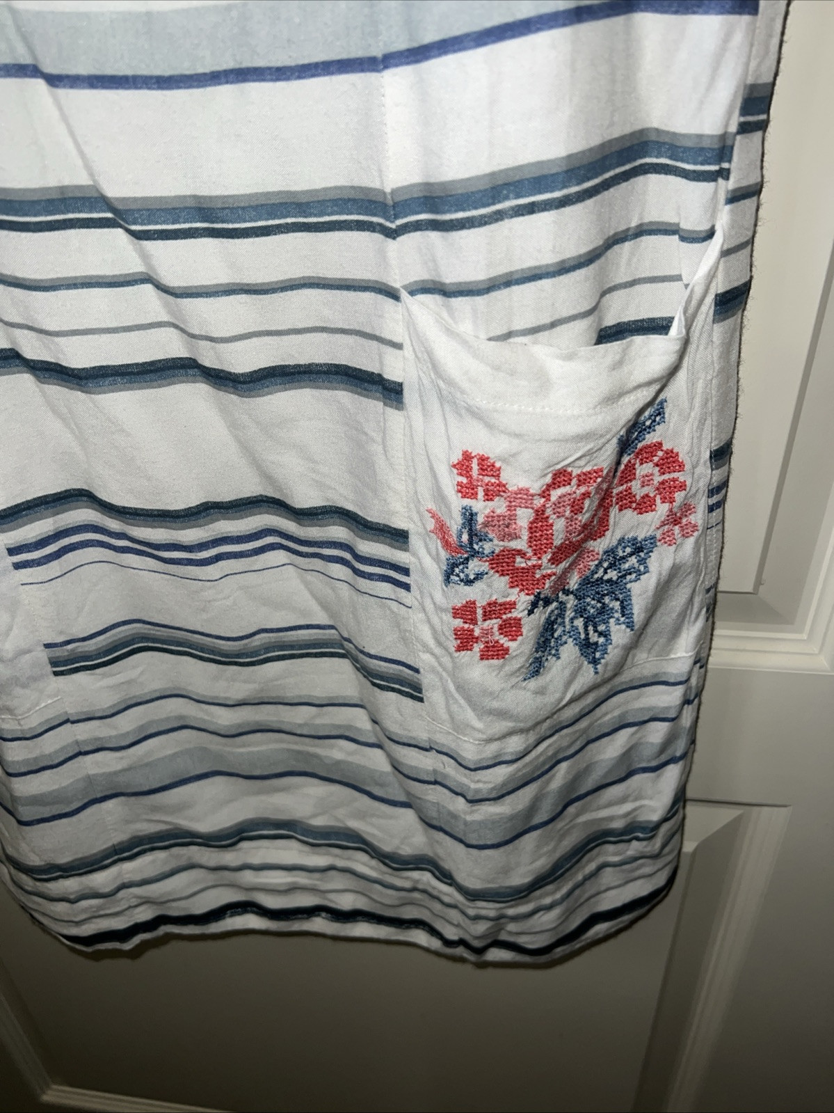 Bombay Paisley Stripe Embroidered Sheath Dress Sz XS Boho Cottagecore Lagen