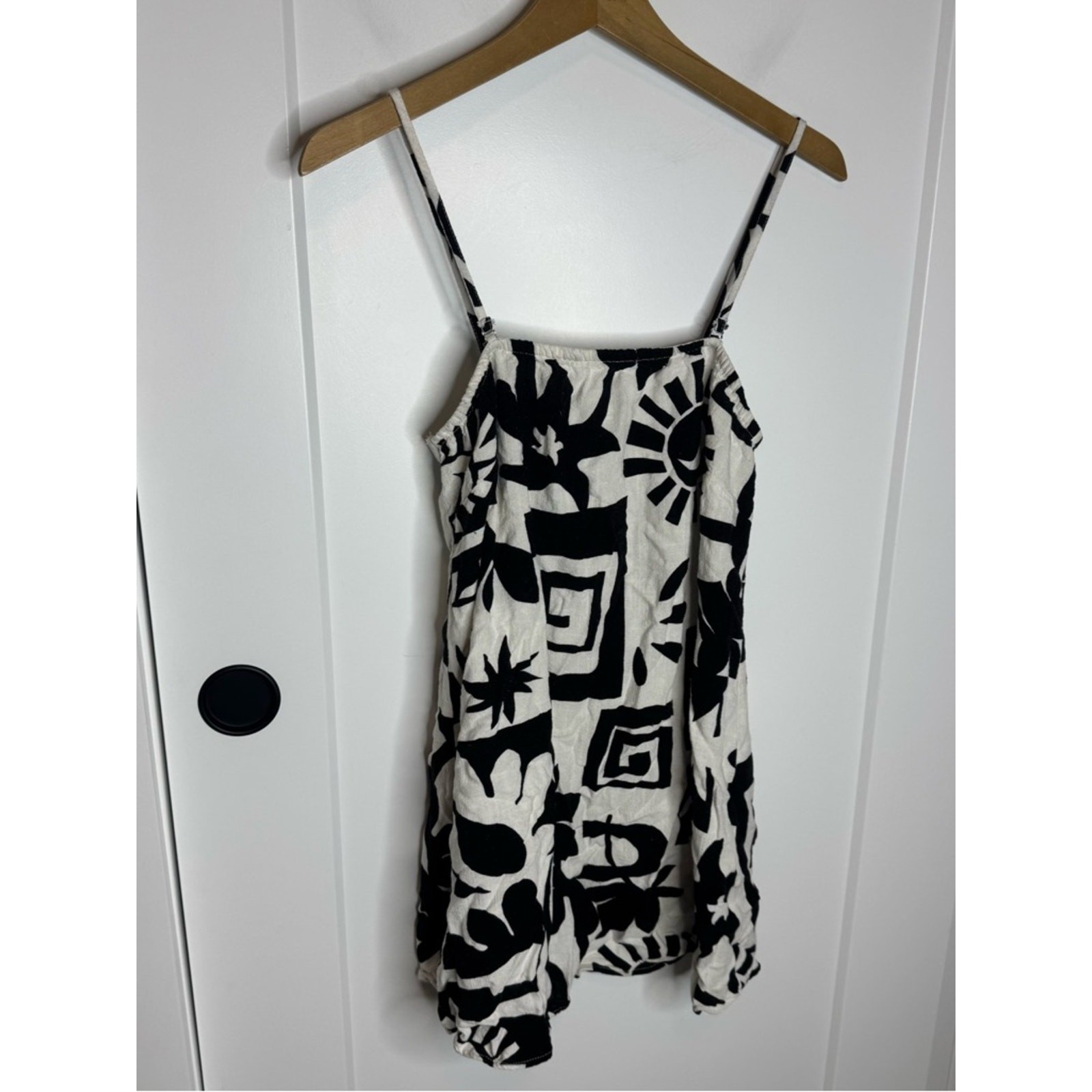 Anthropologie Paper Heart Black & White Print Mini Dress Sundress Medium