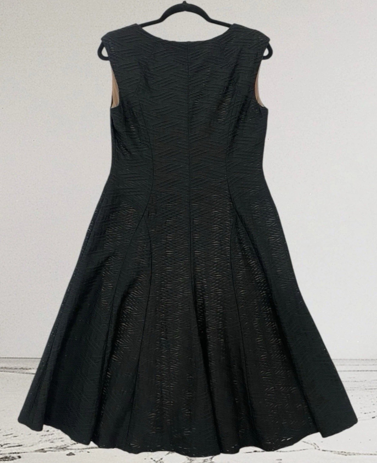 Anne Klein Womens Black Fit & Flare V Neck Dress Size 6 Elegant Cocktail Party