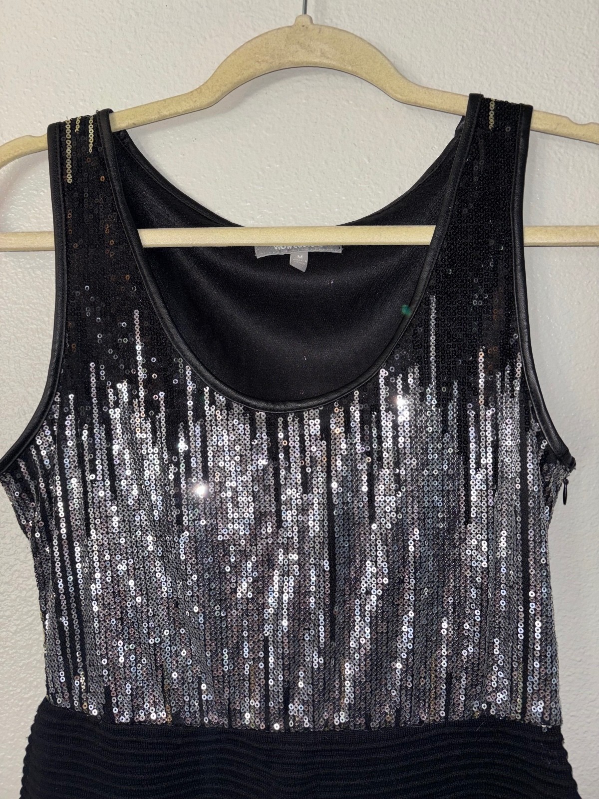 WOW Couture Black & Silver Sequin Bandage Bodycon Mini Dress – Size M