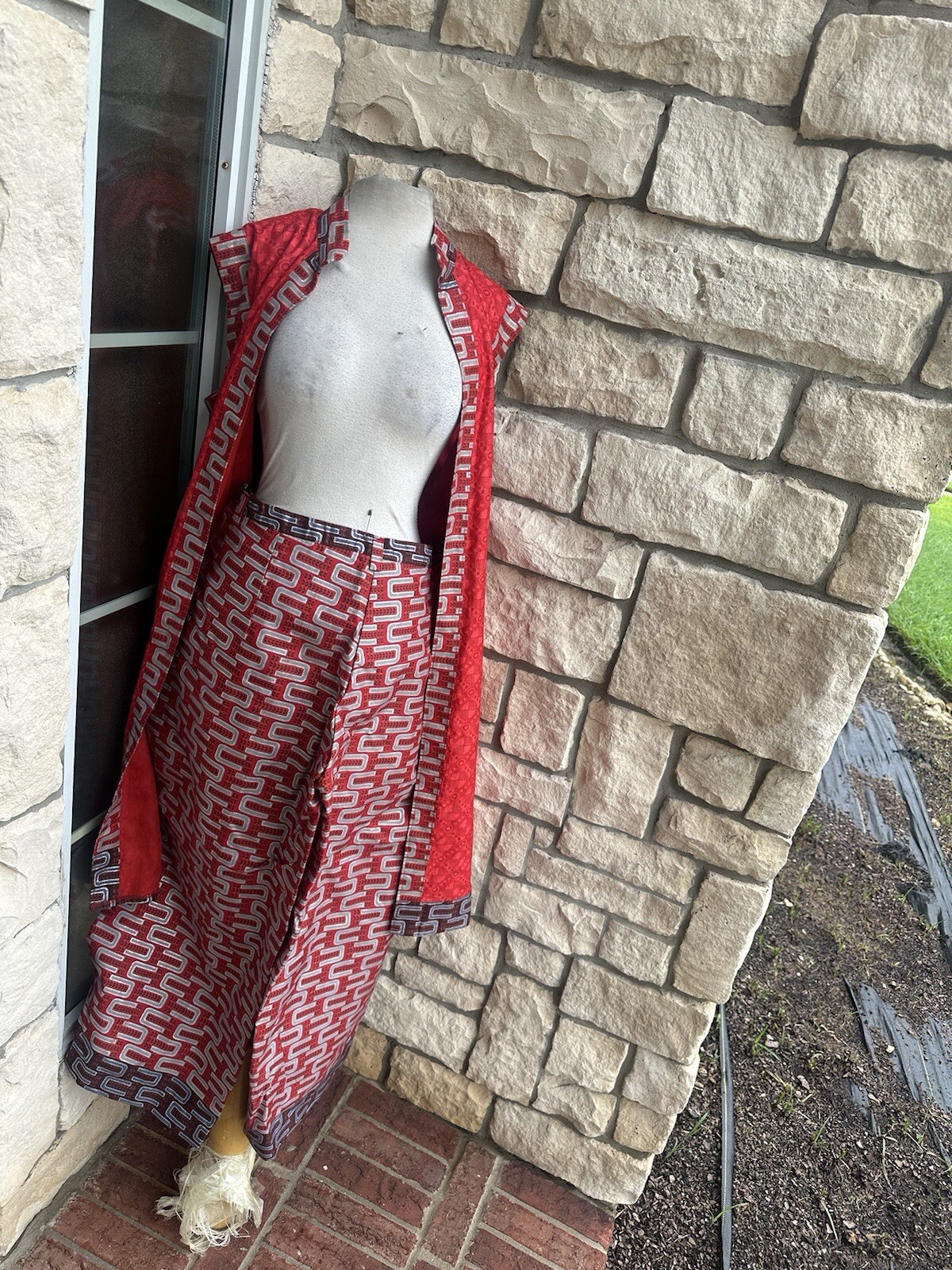Print Style Kimono Vest Tribal Boho Pant Set Large Ofuure Diyanu Dupe