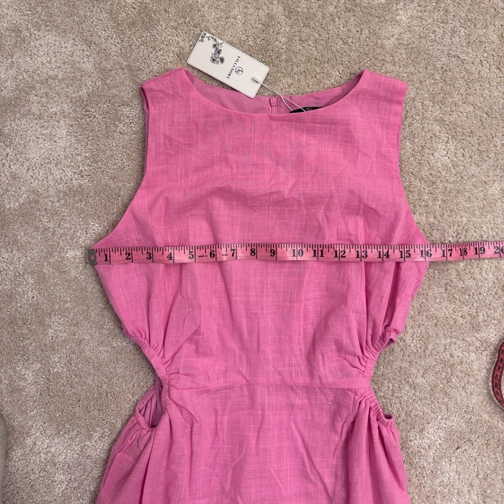 LILLUSORY Summer CutOut Split Cotton Linen Sleeveless Midi Dresses NWT Size S