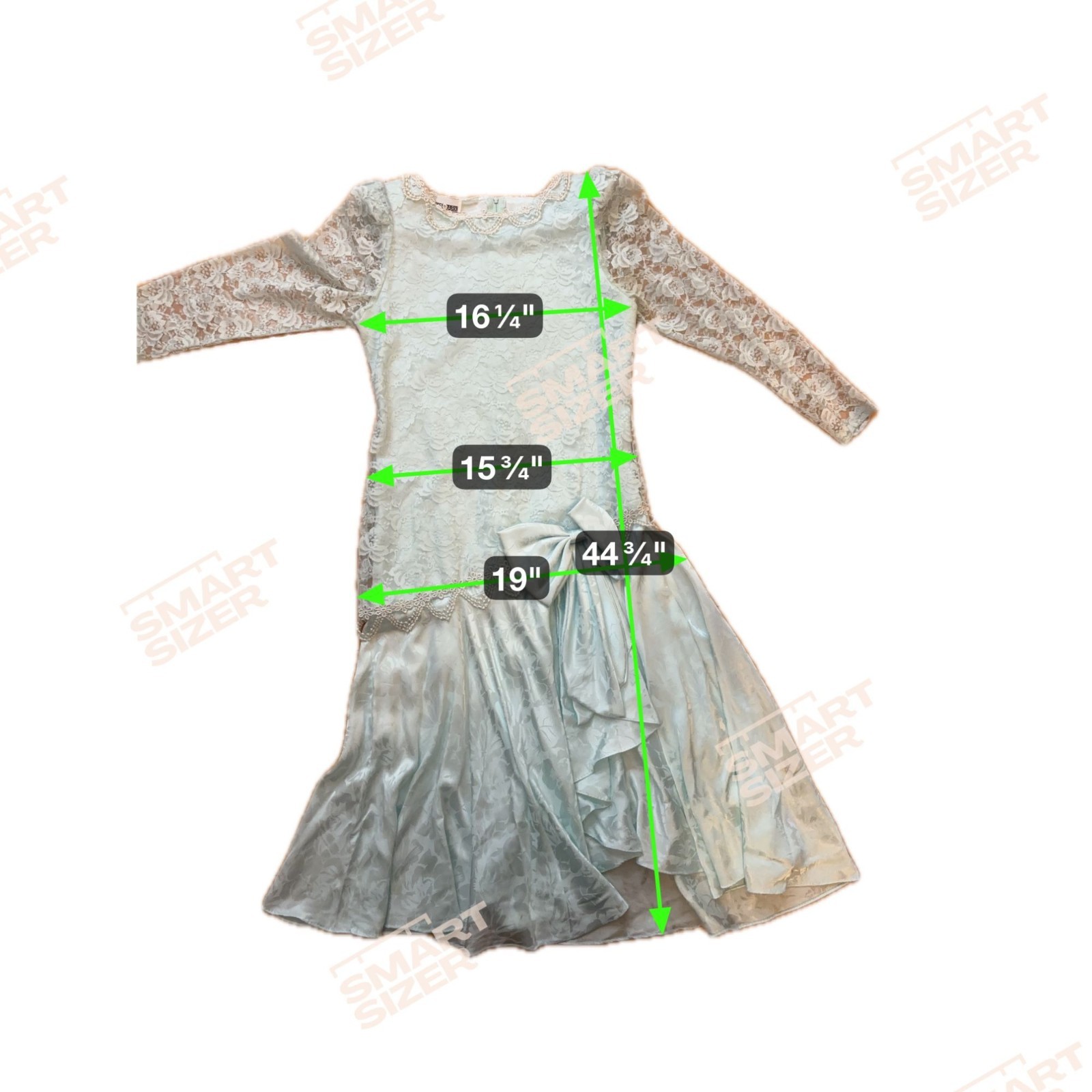 After Dark Dress Mint Green Lace Bow Beaded Size 5/6 USA Made Coquette Glam