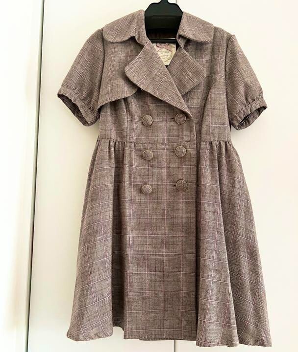 Liz Lisa MY MELODY Flare Trench Dress Plaid pattern color Brown Sweet Lolita
