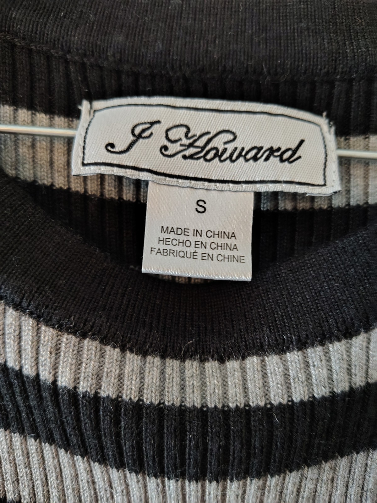 J. Howard Striped Knit Sweater Dress Pleated Long Sleeve Round Neck S
