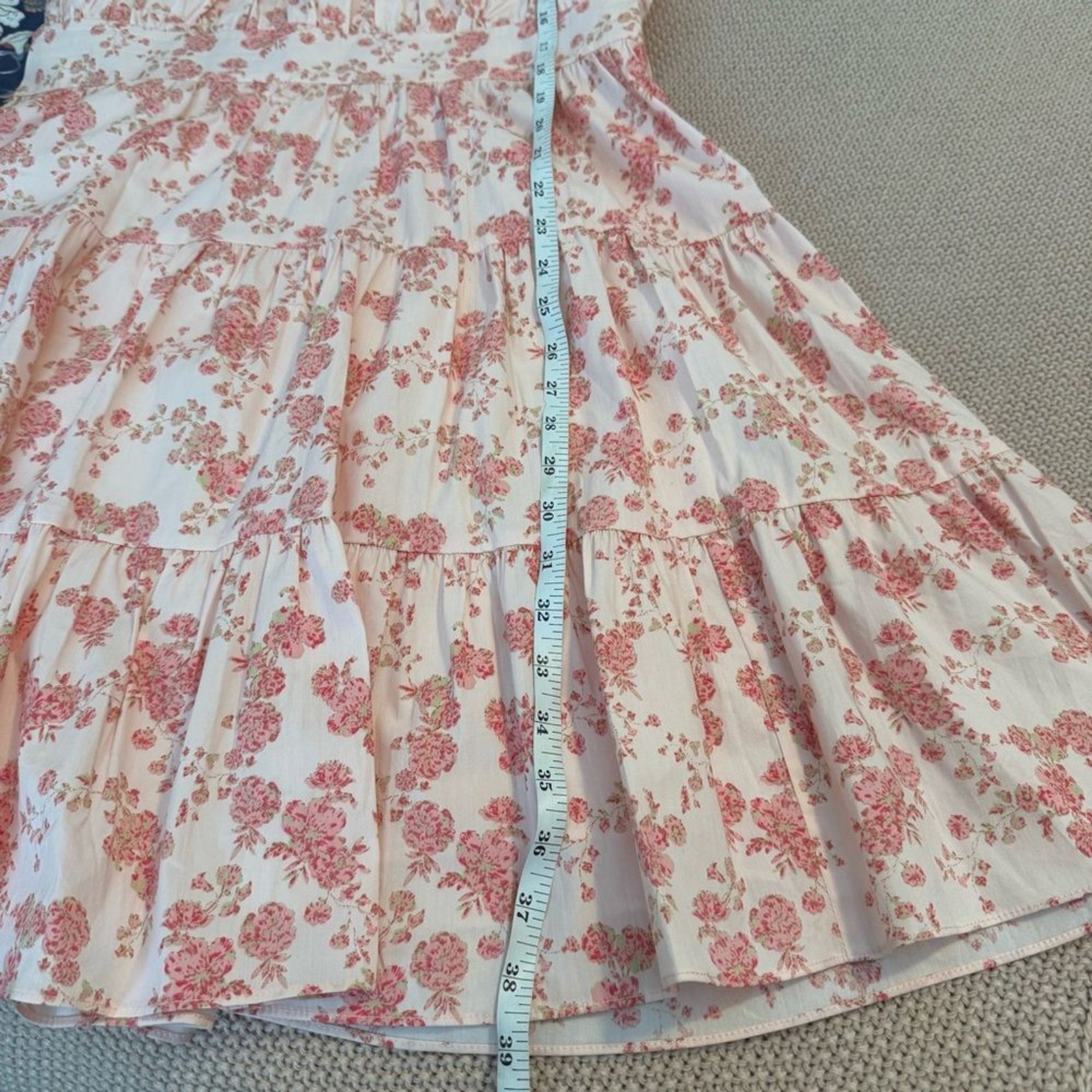 Rachel Parcell Pink Poppy Vine Puff Sleeve Tiered Mini Dress size Large