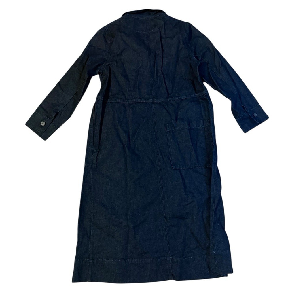 TOAST Indigo Cotton Hemp Button Down Dress Size 12