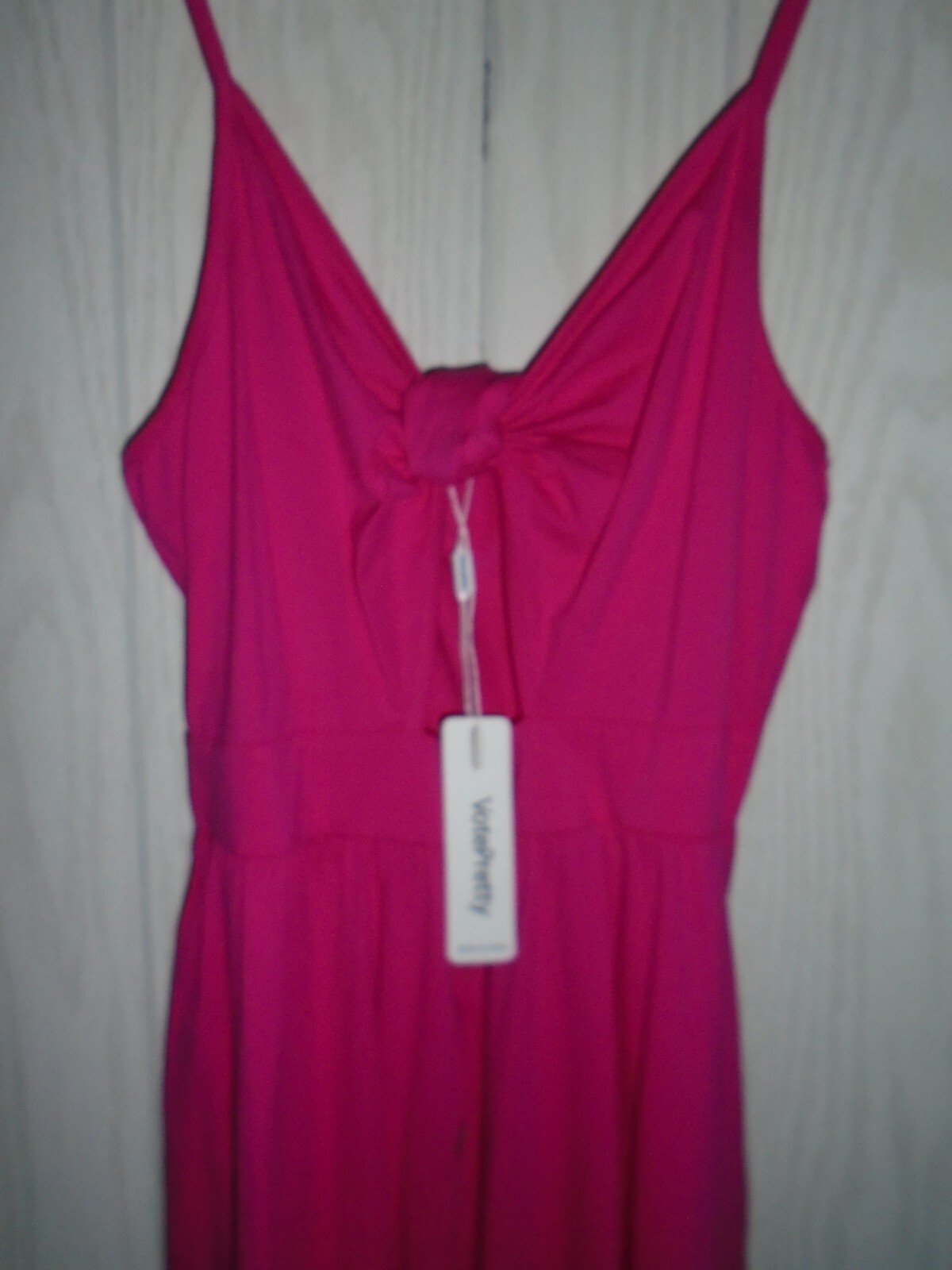 Vote Pretty Keyhole Tie Neckline Pockets Babydoll Sun Dress Pink Size LARGE NWT