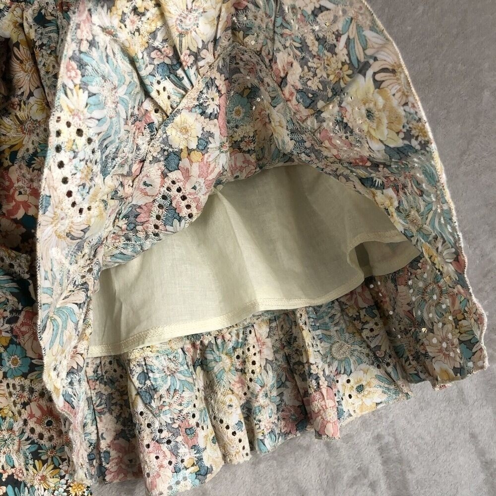 NWT LUNA MOON Top & Skirt Set Sz S Ruffle Floral Eyelet Crop Boho Fairy Cottage