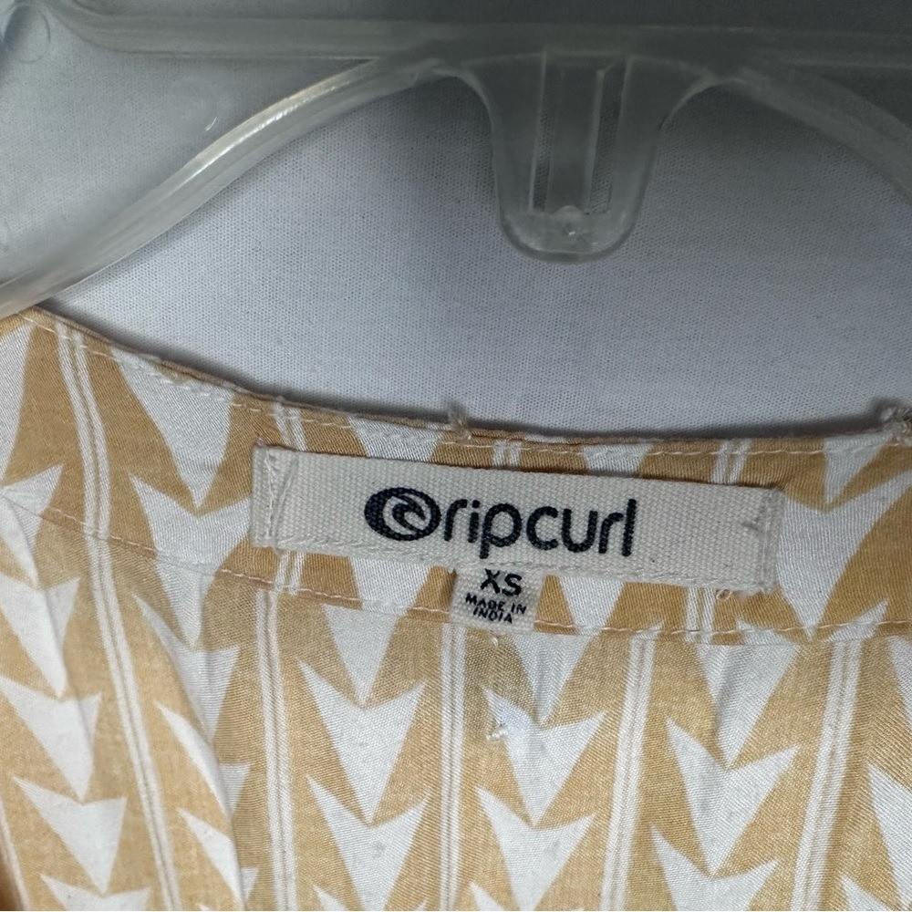 Rip Curl XS Mustard Cream Geometric Print Dress w/ Pockets