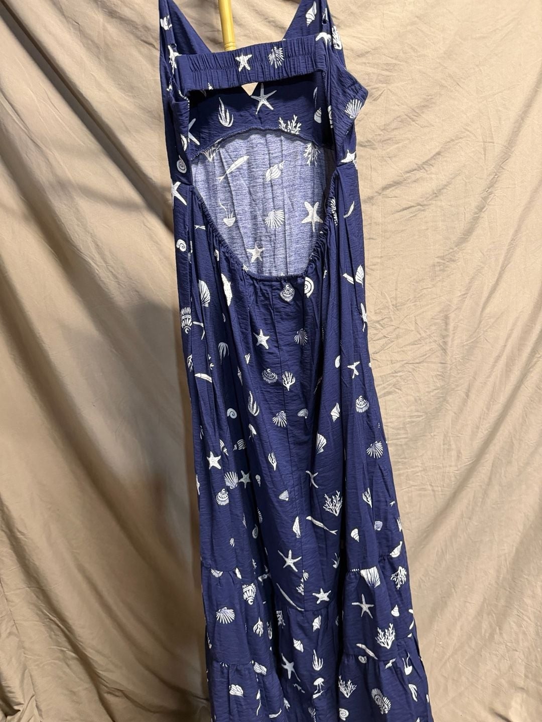 A New Day Women’s Navy Blue Seashell Print Open Back Maxi Dress L