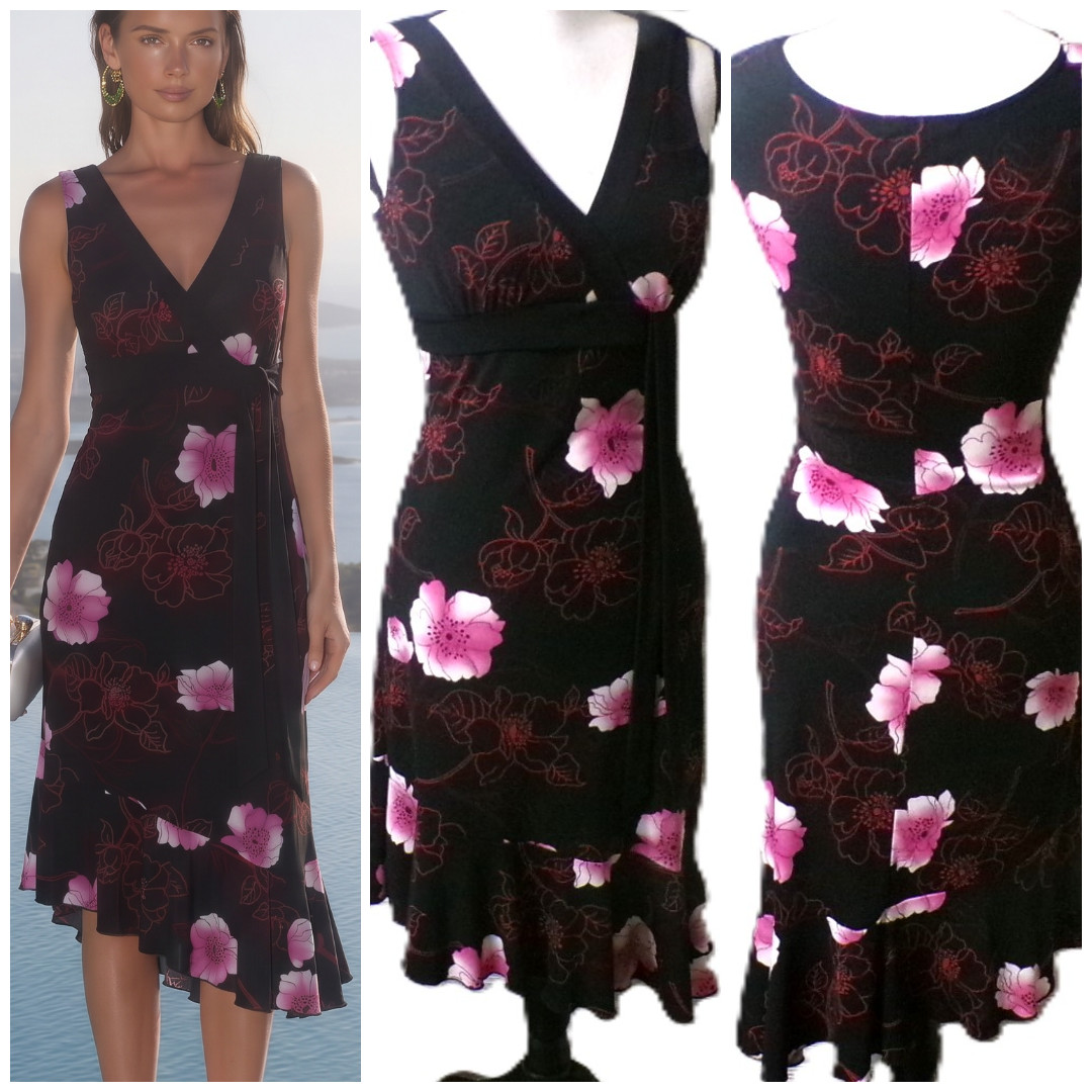 Y2k Babydoll Dress S Black Pink Red Floral Asymmetric whimsigoth Fairycore Witch
