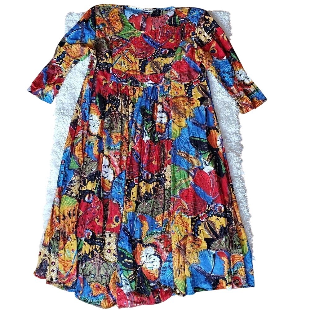 Vintage We Be Bop Dress Womens Size 1X Embellished Wimsical Cottagecore