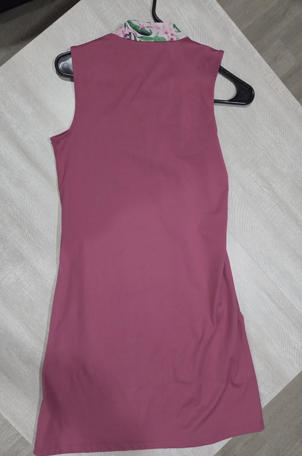 Women’s Pink Solid Mock Neck Sleeveless Shift 1/4 Zip Pockets Short Dress S