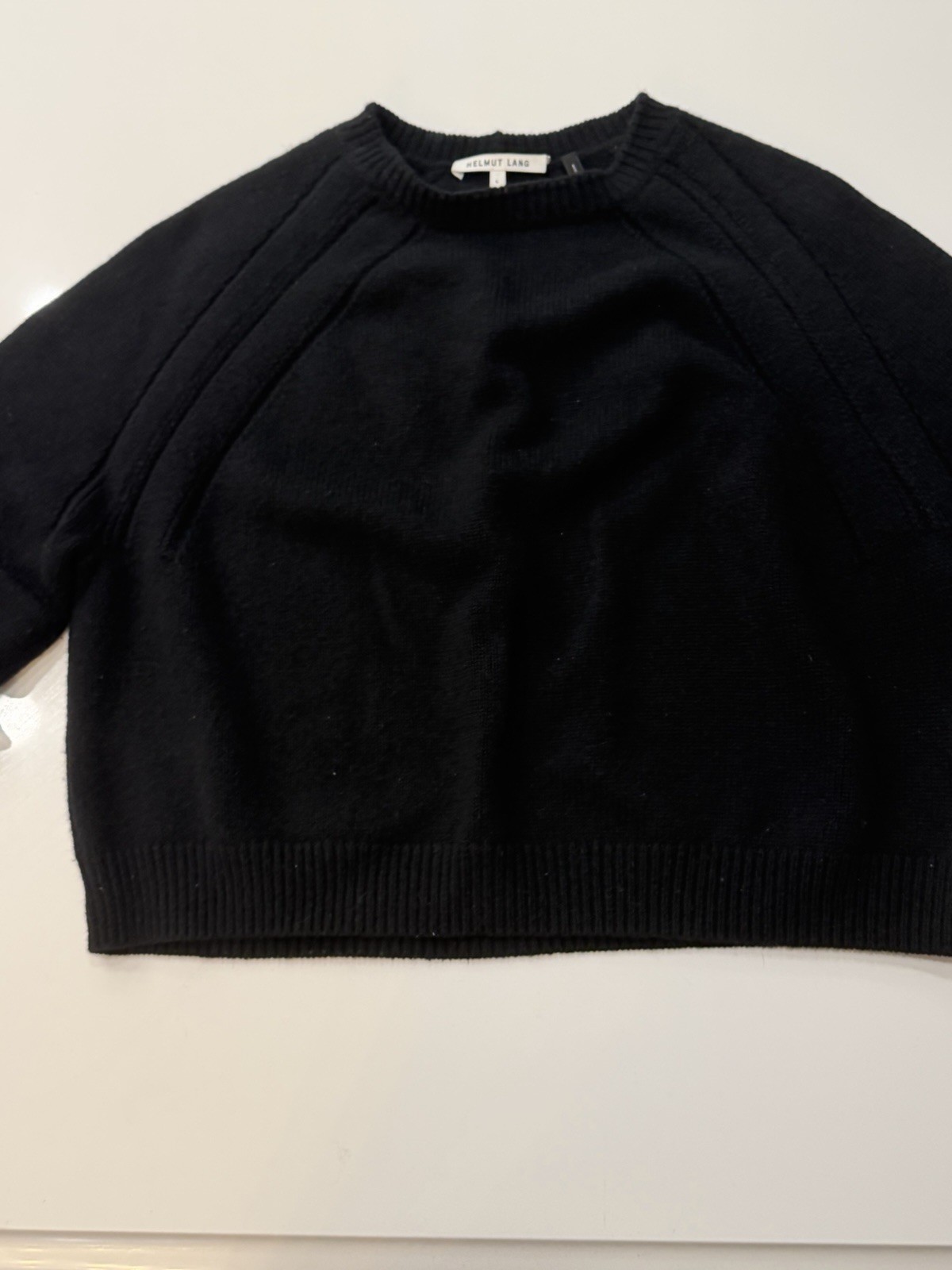 HELMUT LANG WOOL BLEND BACK Small Sweater Reglan With Ruffles On Sleeve