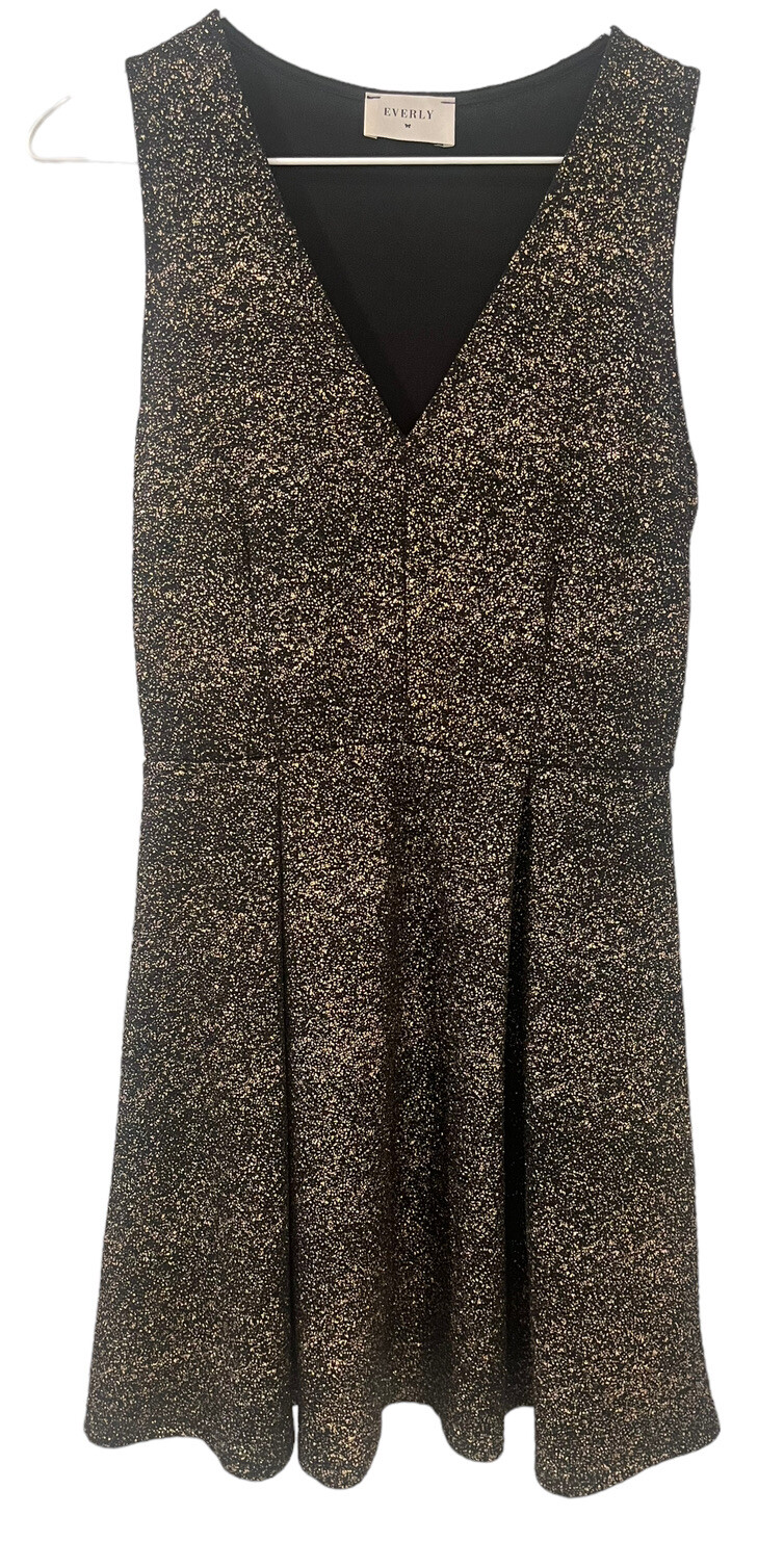 Everly Black And Copper Sparkle Sleeveless Knee-length Dress Women’s Medium