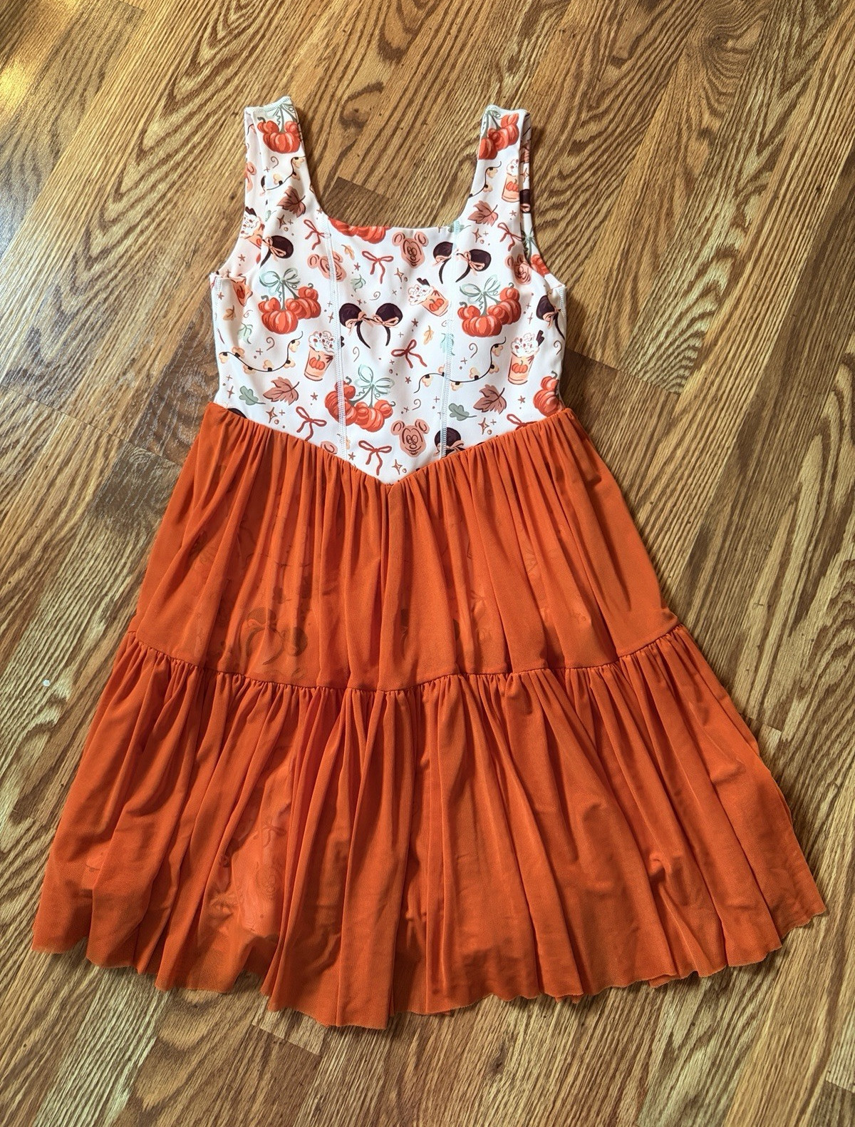 Disney Fall Pumpkin Adult Athletic Dress with shorts size s/m