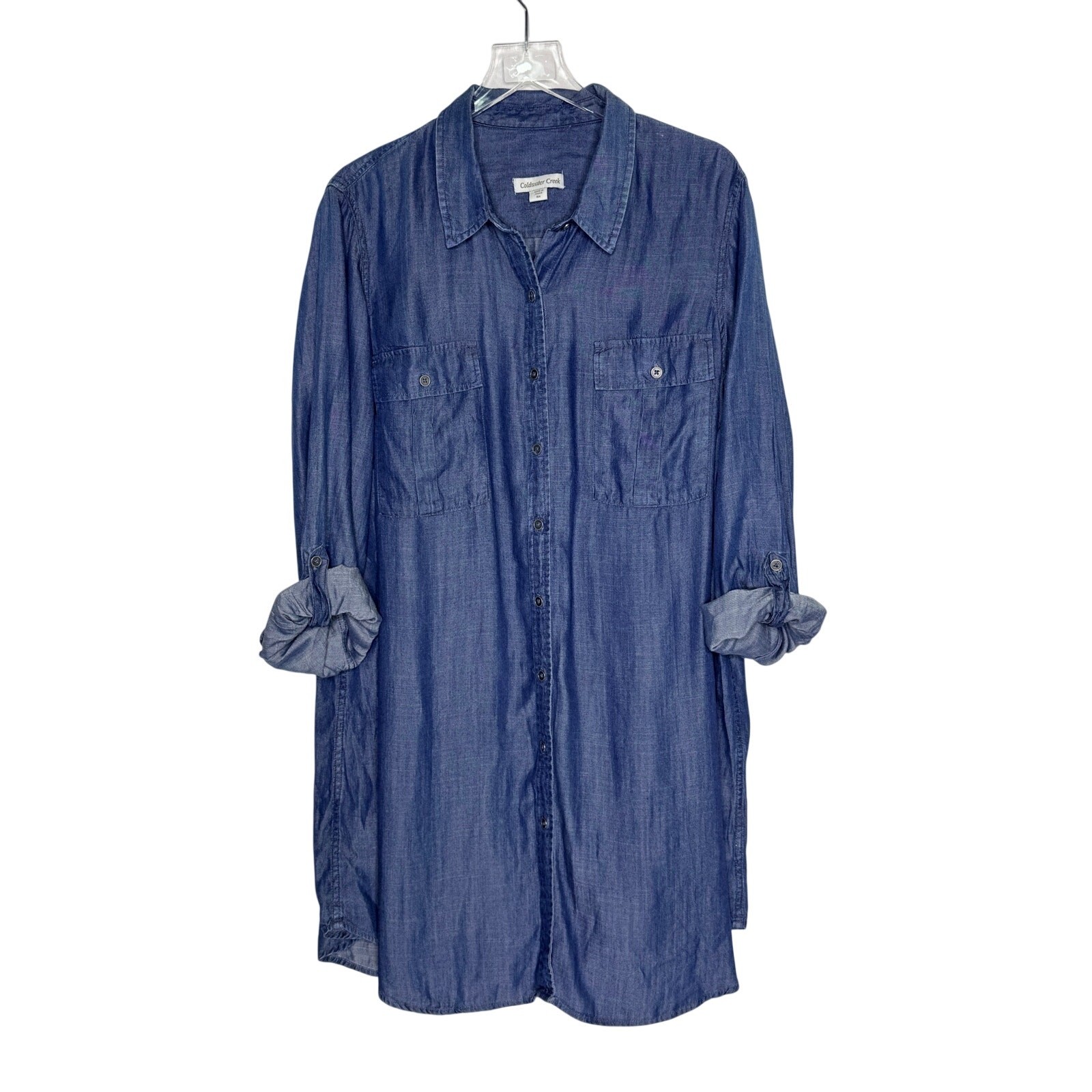 Coldwater Creek Denim Chambray Shirt Dress 3X Plus Casual Comfort Button Front