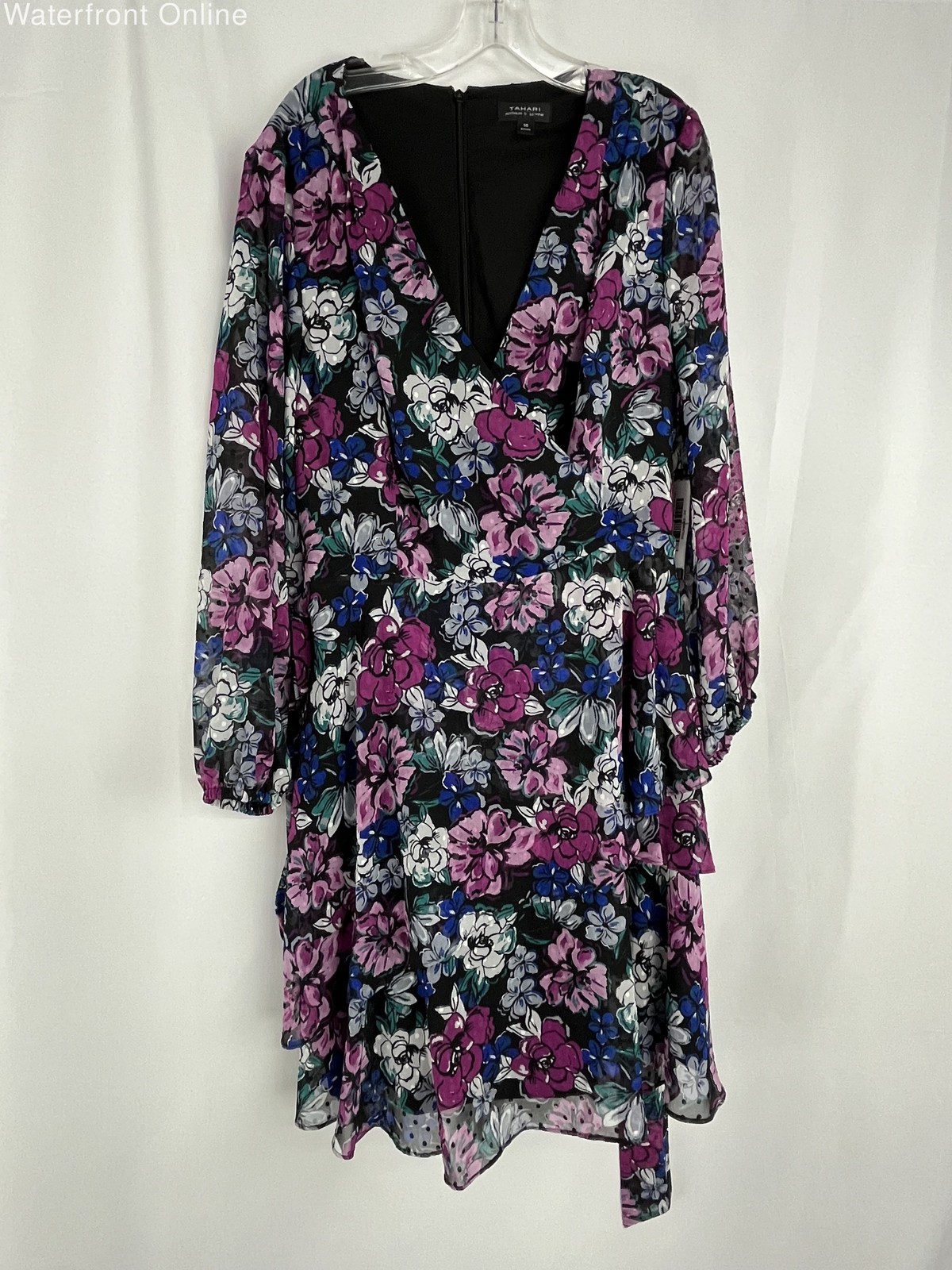 Tahari Arthur S. Levine Black Berry Bloom Dress Women’s 16 NWT