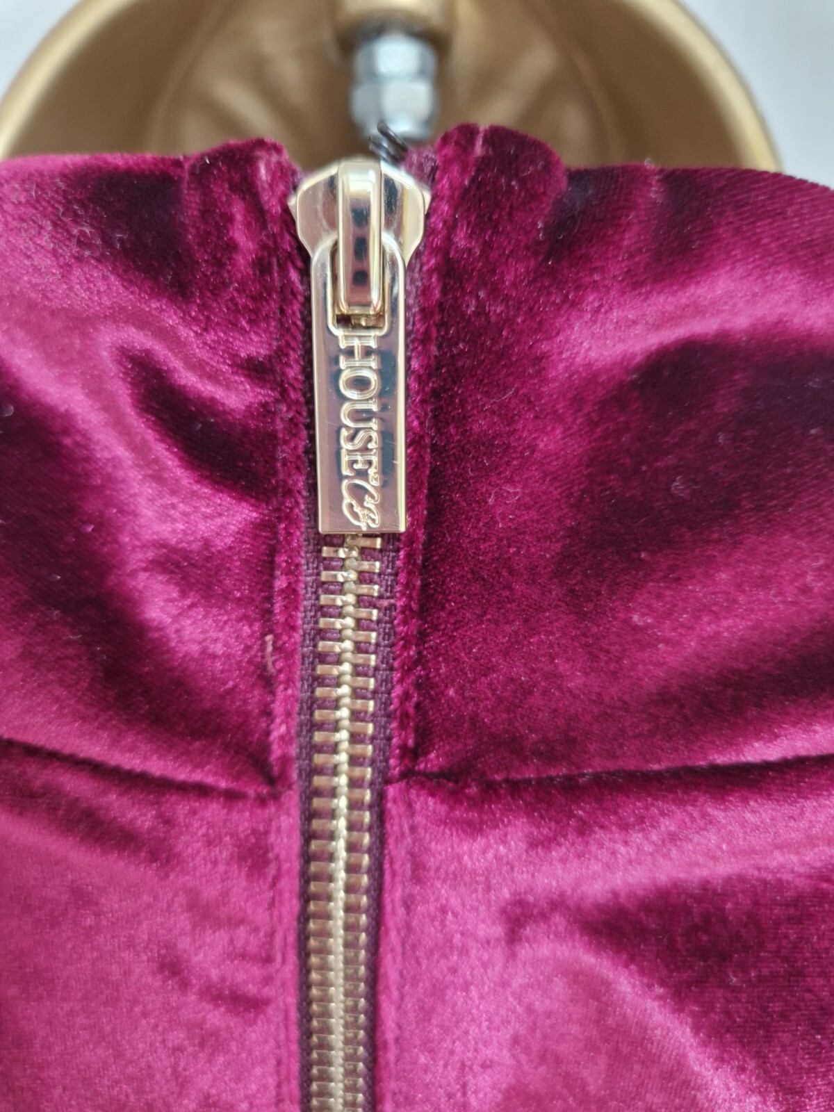 HOUSE OF CB Sukina Mulberry Velvet High Neck Laced Mini Evening Dress S UK 8 10
