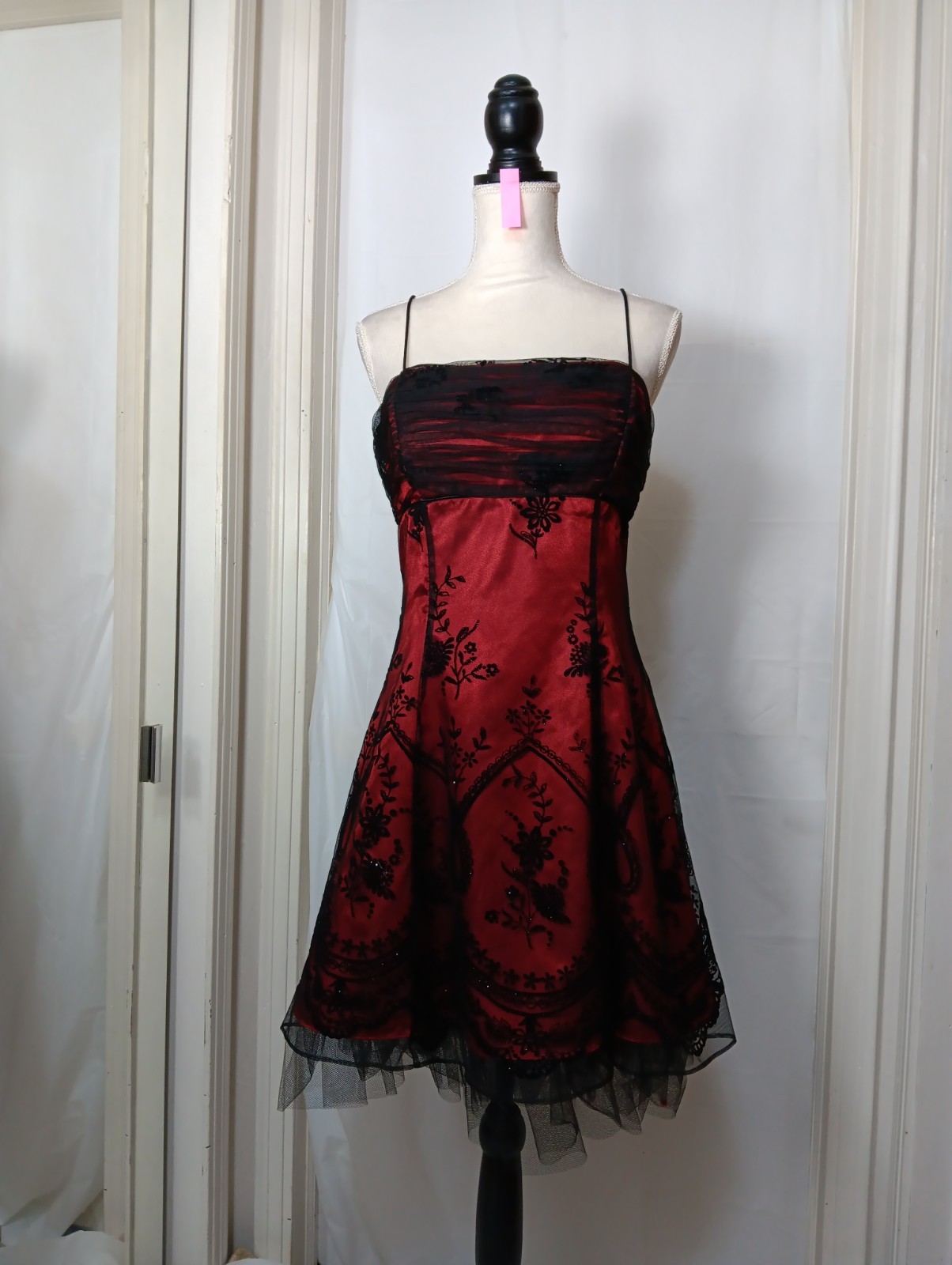 vintage Morgan & Co. Juniors corset Formal dress delicate lace floral Size 13/14