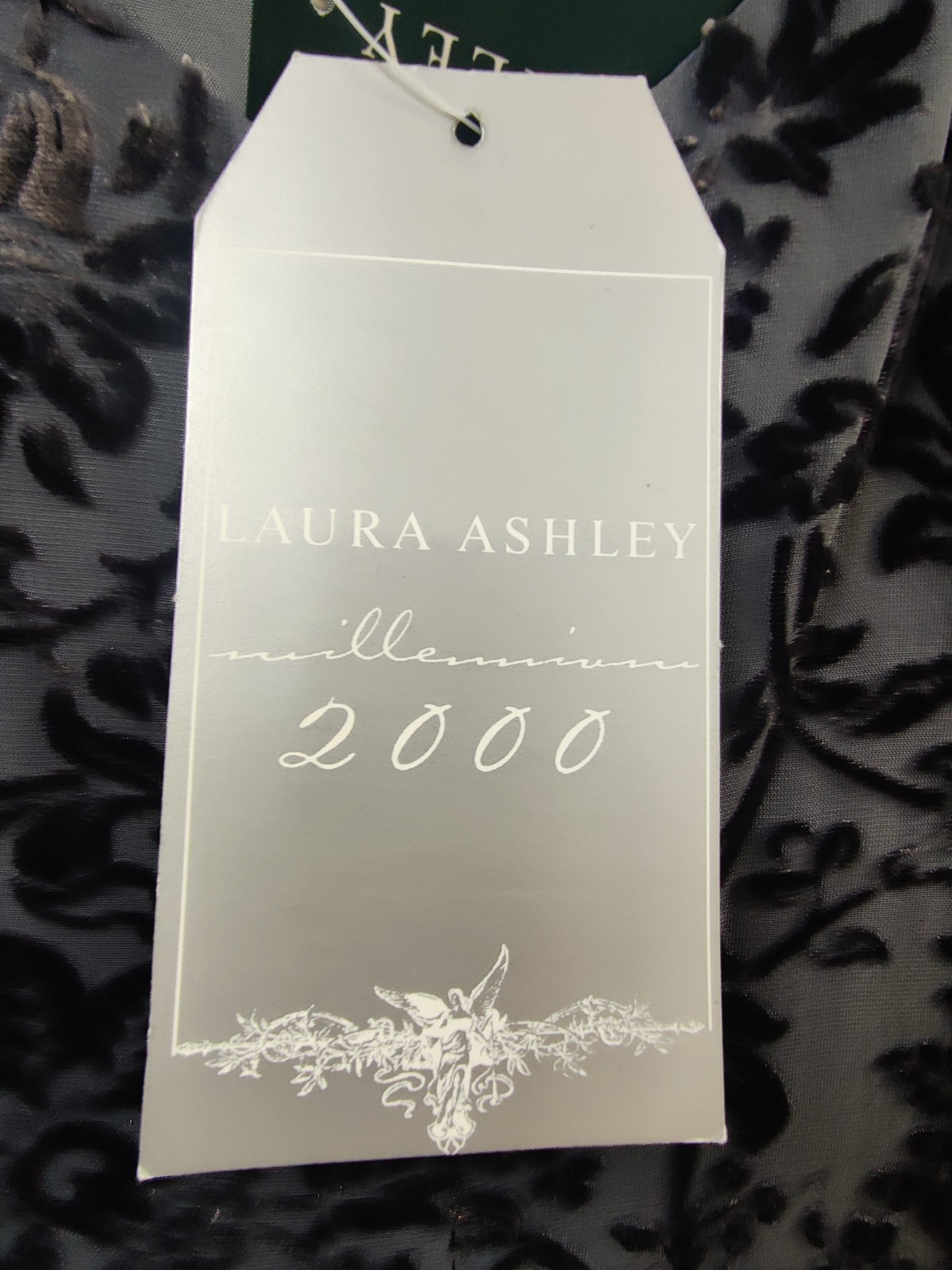 Laura Ashley Millennium 2000 Devoré Velvet Dress UK 14 Gunmetal Silver Floral