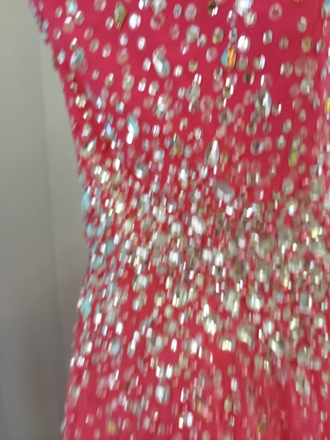 **Morilee Sz20 Fushia Pink Dropgem Design Strap Option Prom Dress**gem Sequin**