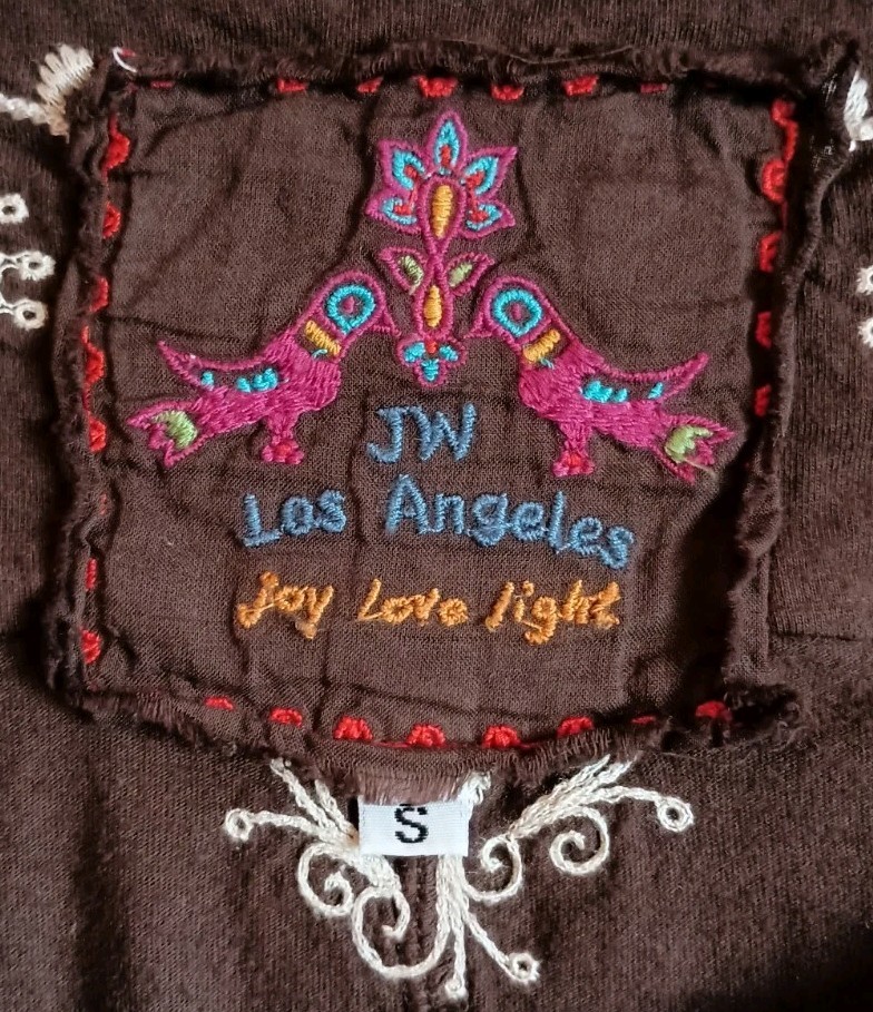 Johnny Was Earthy Brown Embroidered Dress Boho Western Whimsical Small