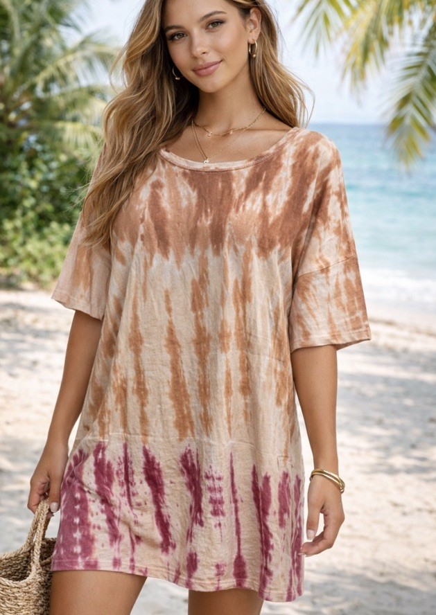 NWT Z Supply Sahara Delta Tie Dye Short Sleeve T-Shirt Dress Size Medium Boho