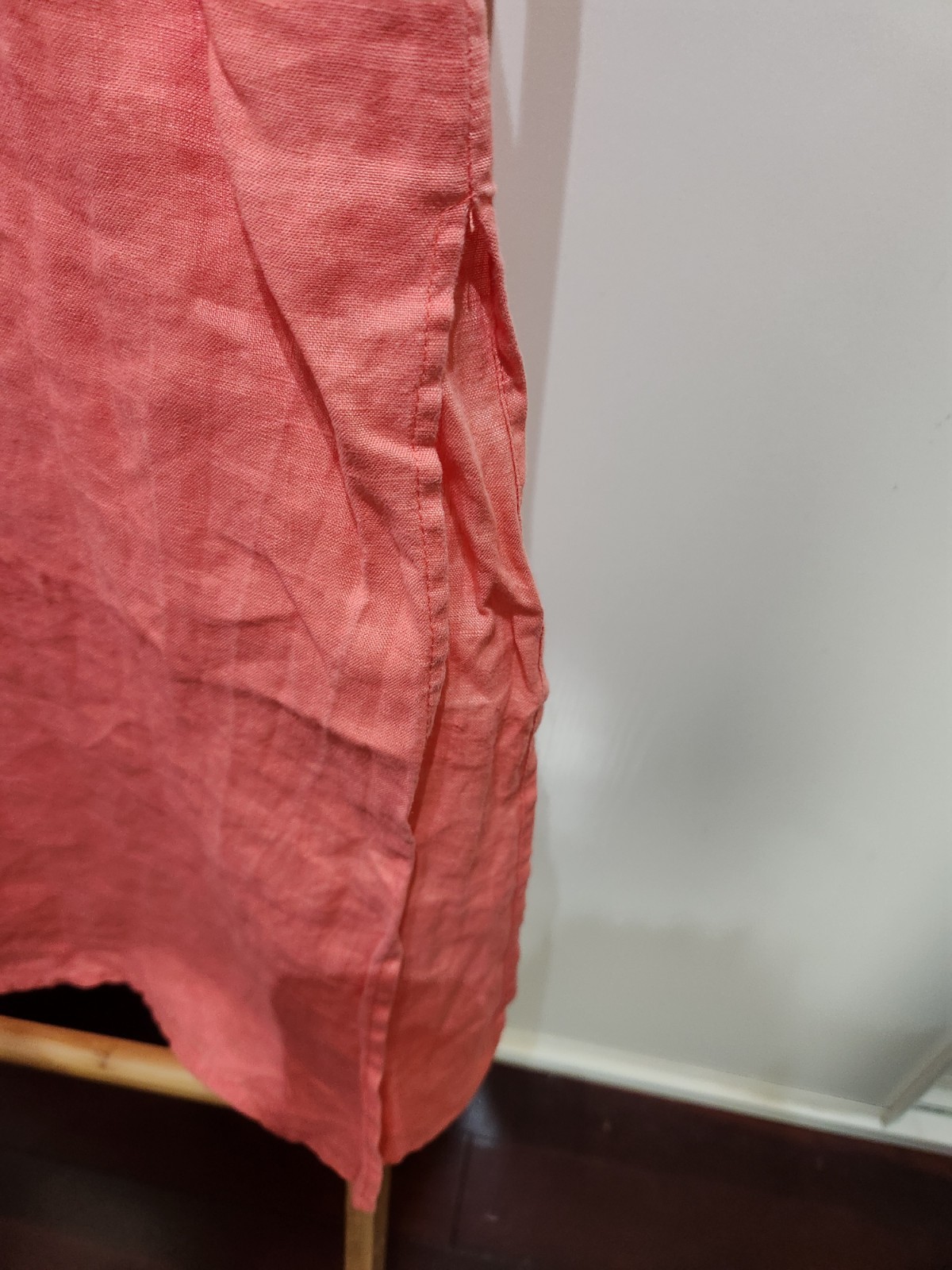 Ghanda Pink Linen Spaghetti Strap Midi Tie Back Dress M