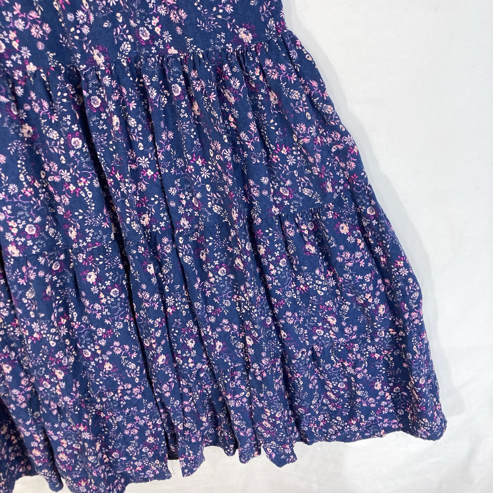 Penelope Rose Drop Waist Prairie Cottage Ditsy Floral Smocked Navy Dress Women S