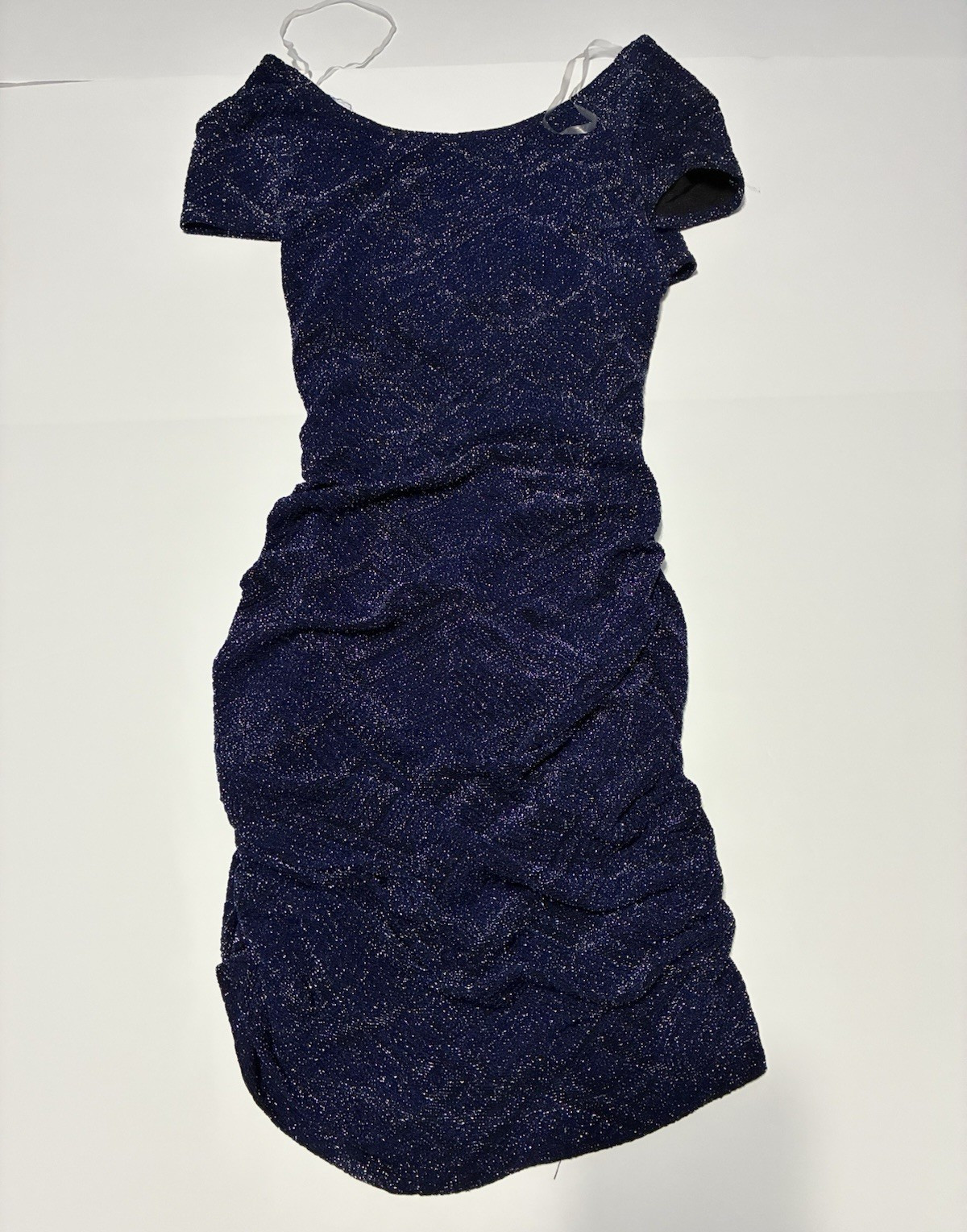 Teeze Me Navy Blue Glitter Ruched Bodycon Mini Dress S