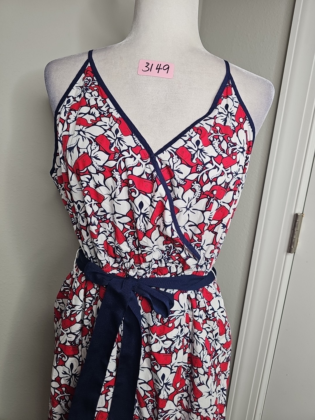 Vineyard Vines for Target Women’s Hibiscus Whale V-Neck Wrap Dress Size LARGE L